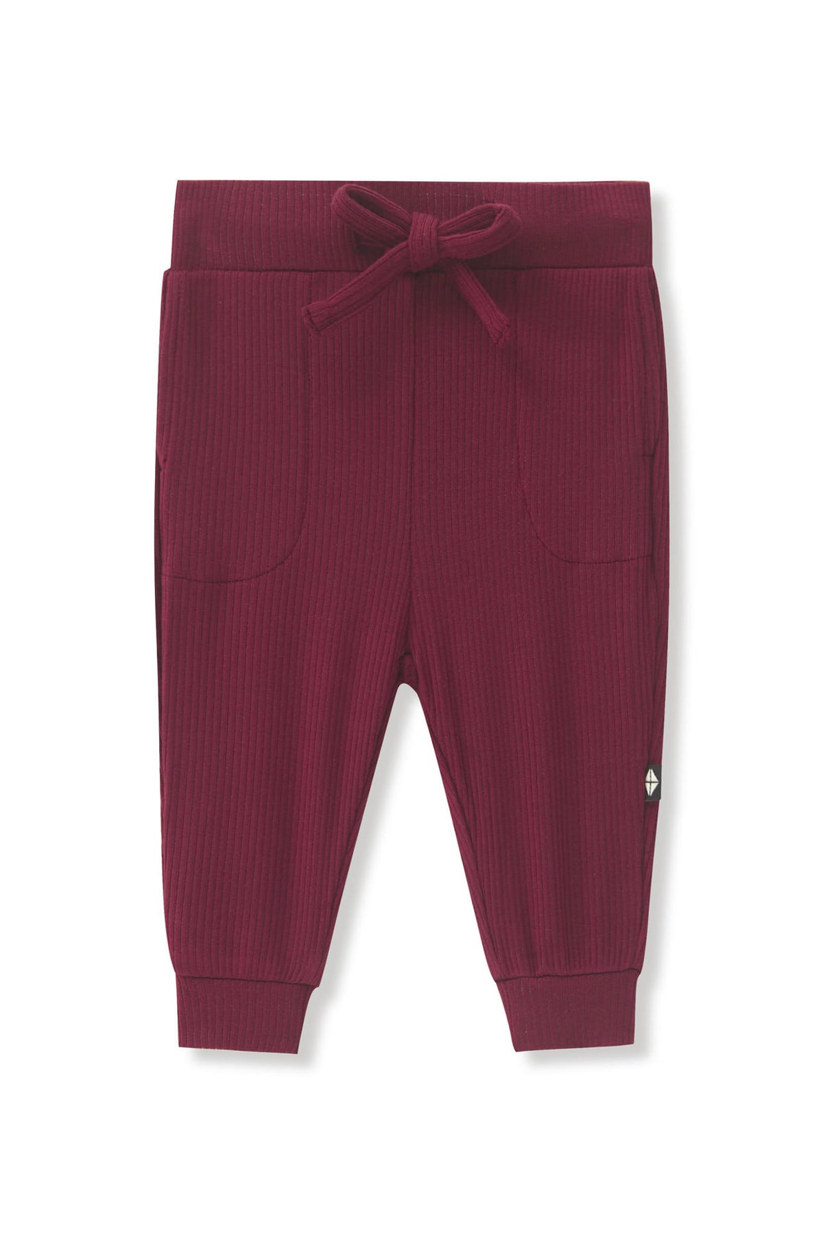 Ribbed Jogger Pant in Burgundy on a white background