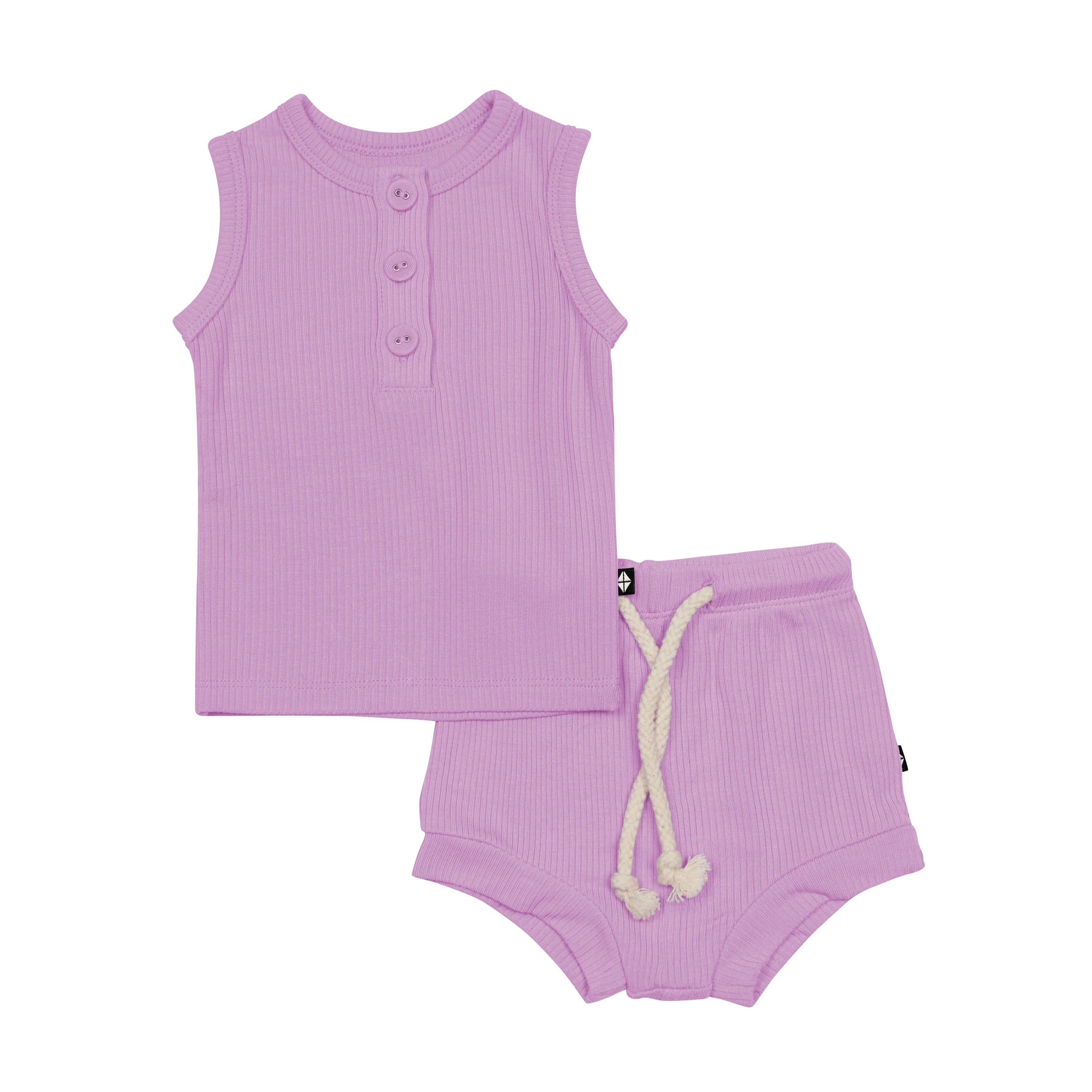 Ribbed Henley Tank Set in Poi Purple