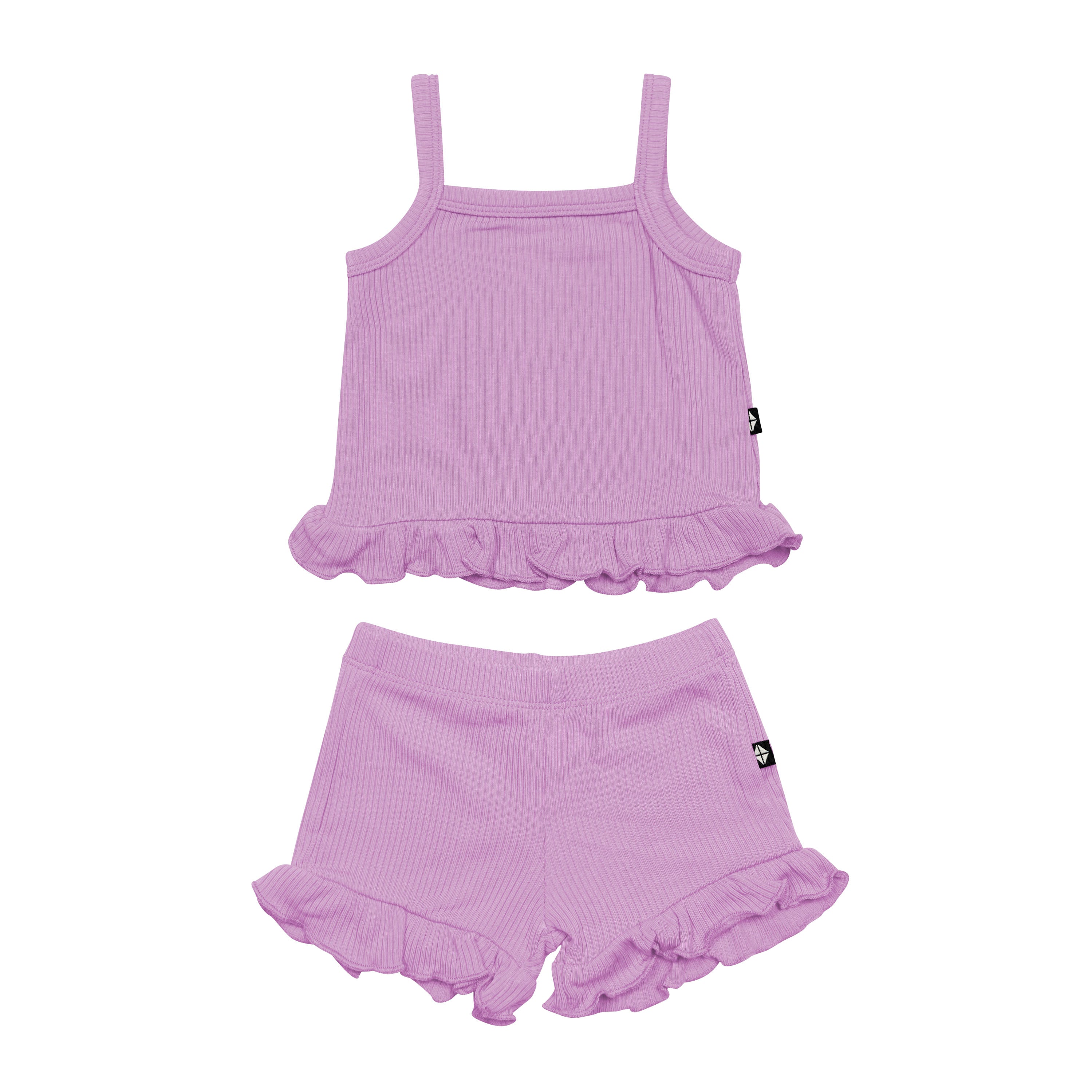 Ribbed Ruffle Tank Set in Poi Purple
