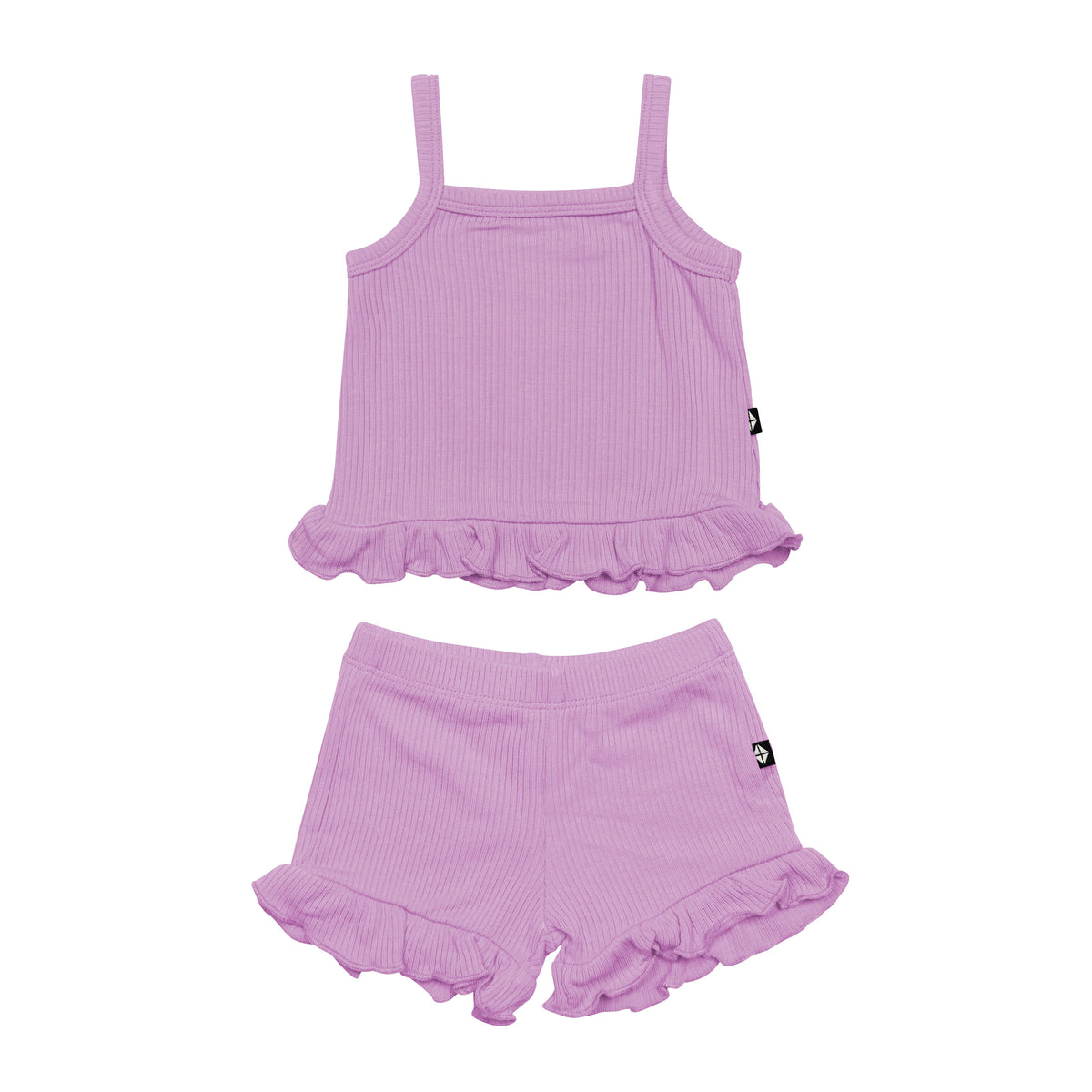 Ribbed Ruffle Tank Set in Poi Purple
