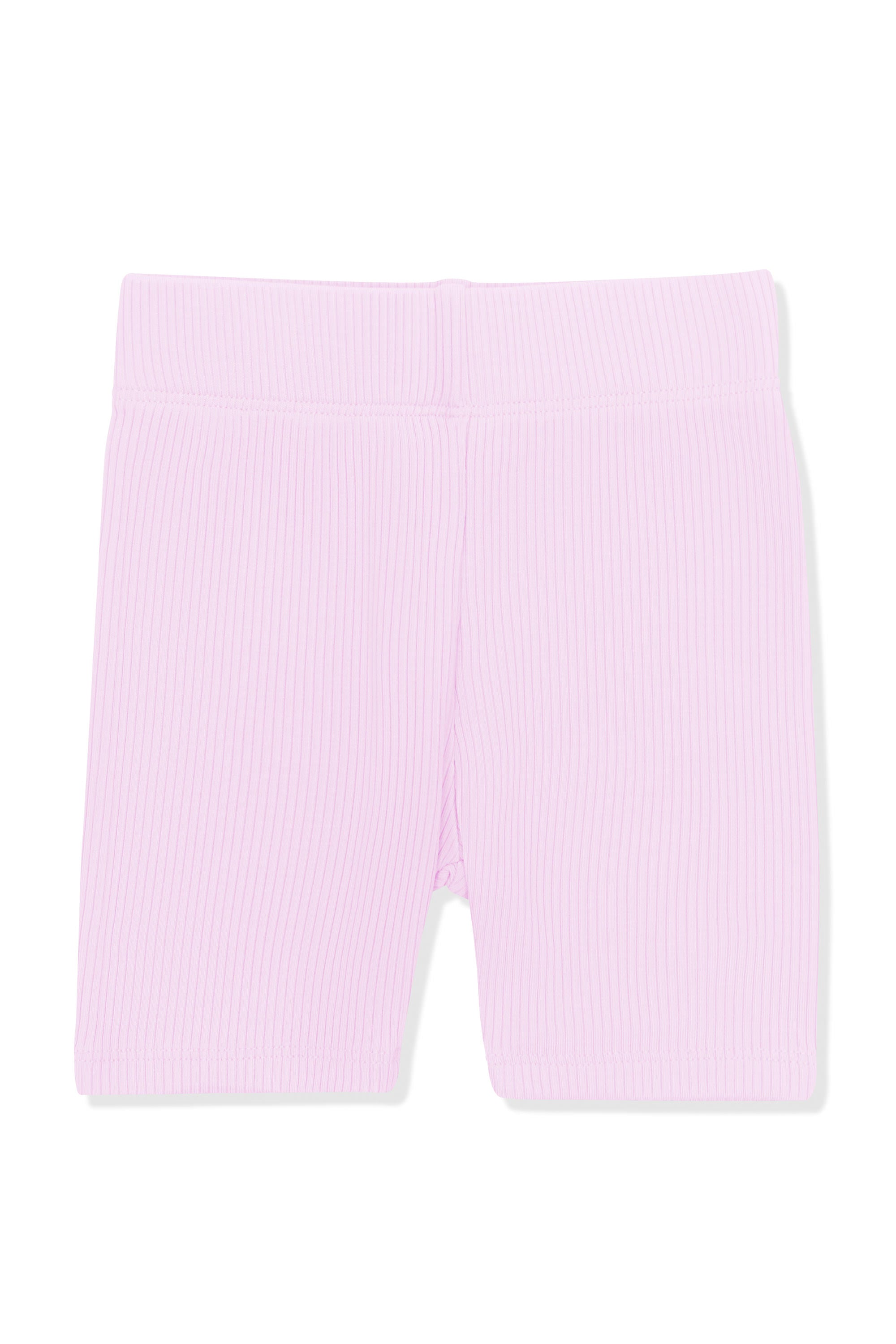 Product photo of the Ribbed Toddler Biker Shorts in Thistle on a white surface