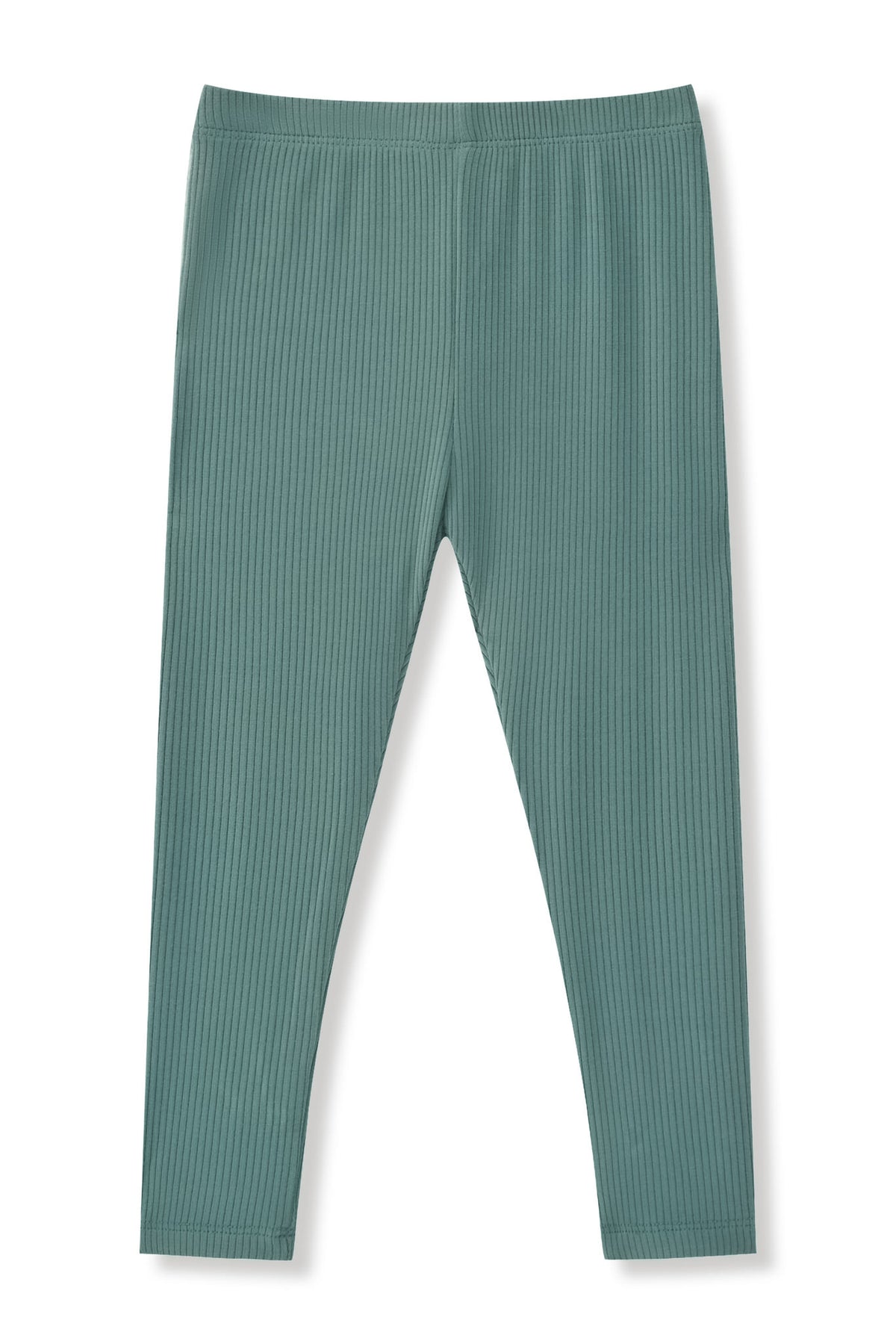 Ribbed Leggings in Pine on a white background