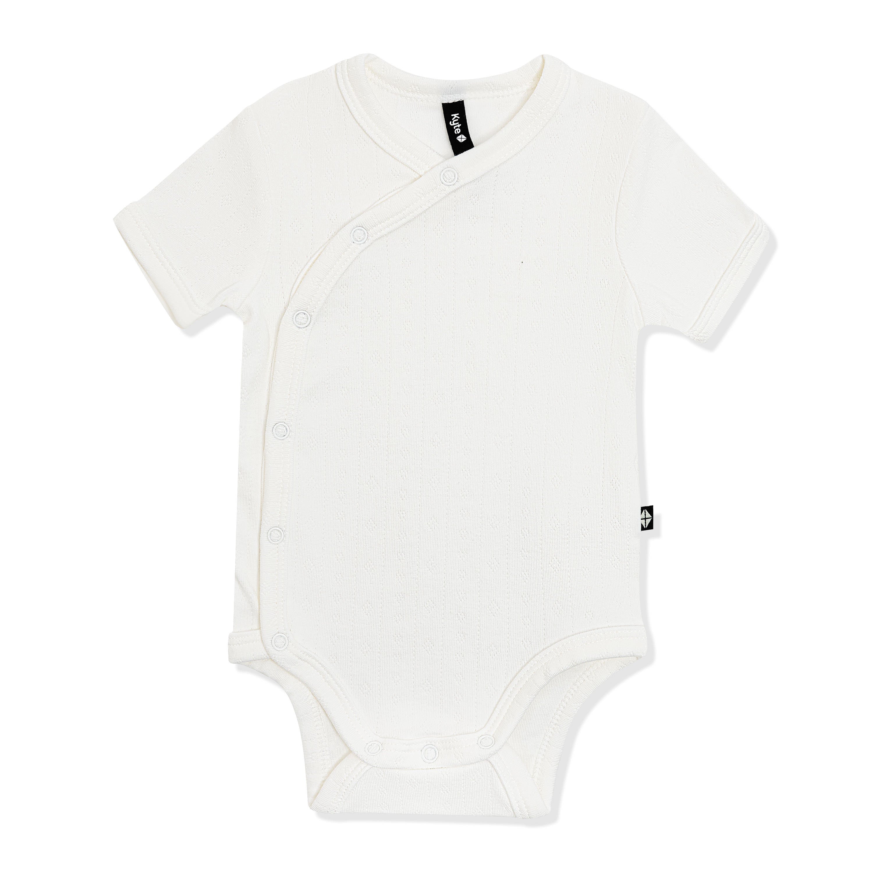 Pointelle Kimono Bodysuit in Cloud shown on a white surface