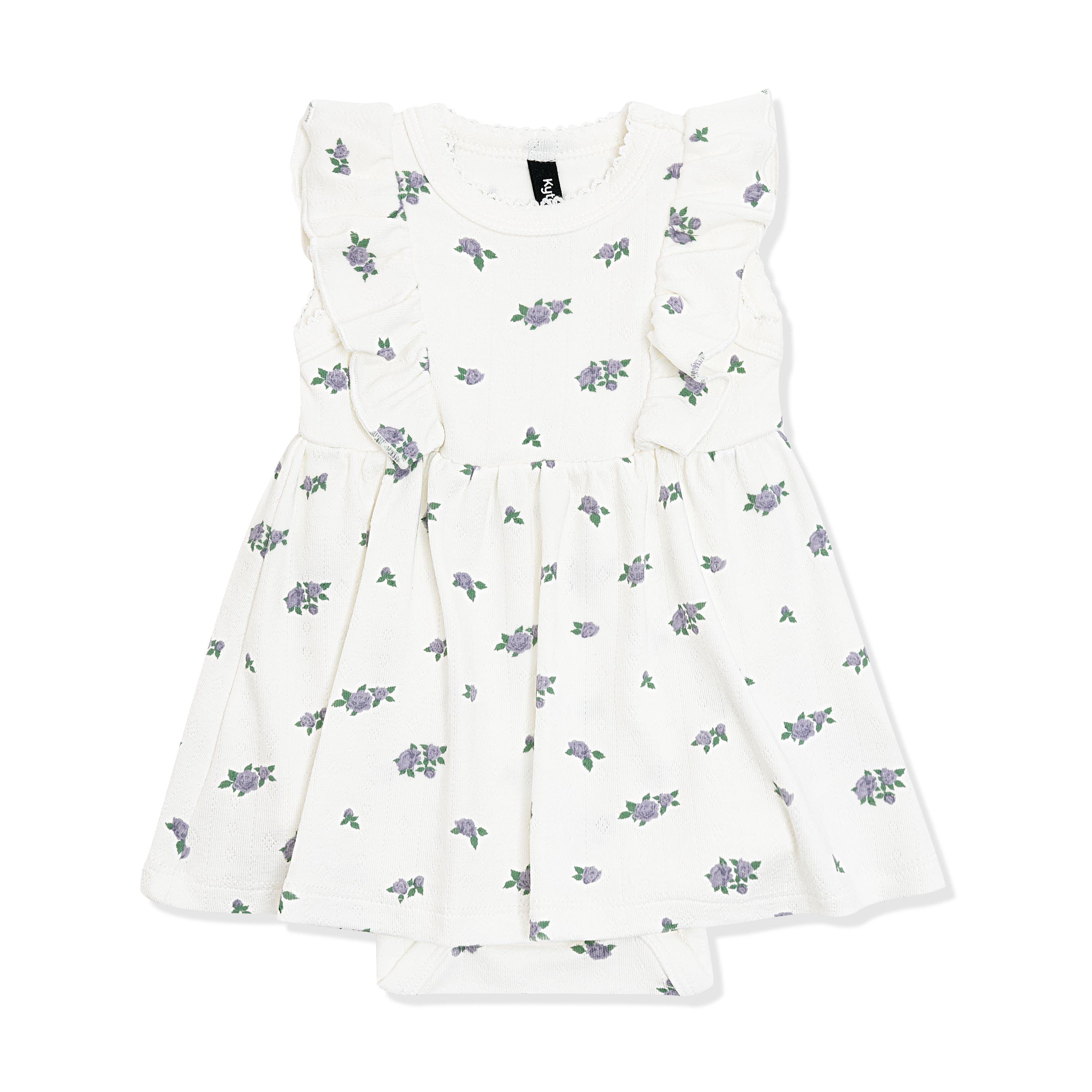 Pointelle Bodysuit Dress in Spray Rose showing the picot trim on a white surface