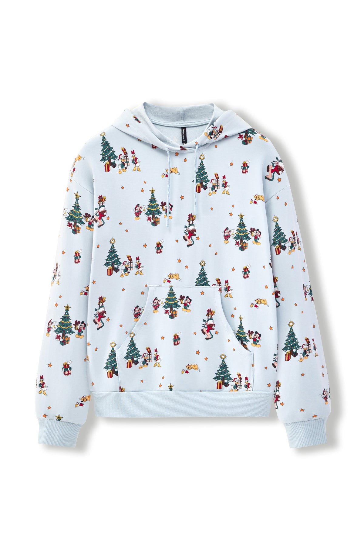 Women's Hoodie in Mickey & Friends Christmas print on a white background