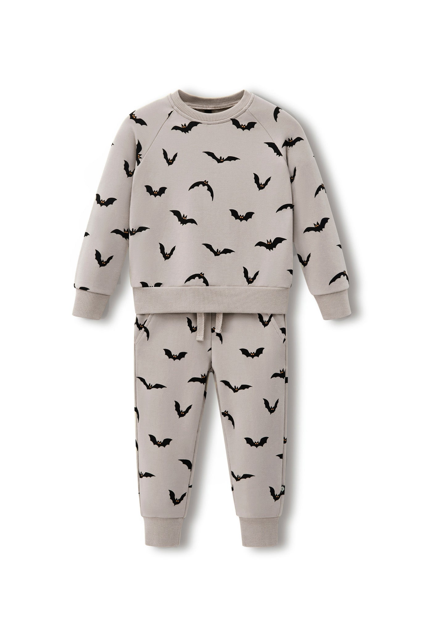 Long Sleeve Jogger Set in Bats print on a white background