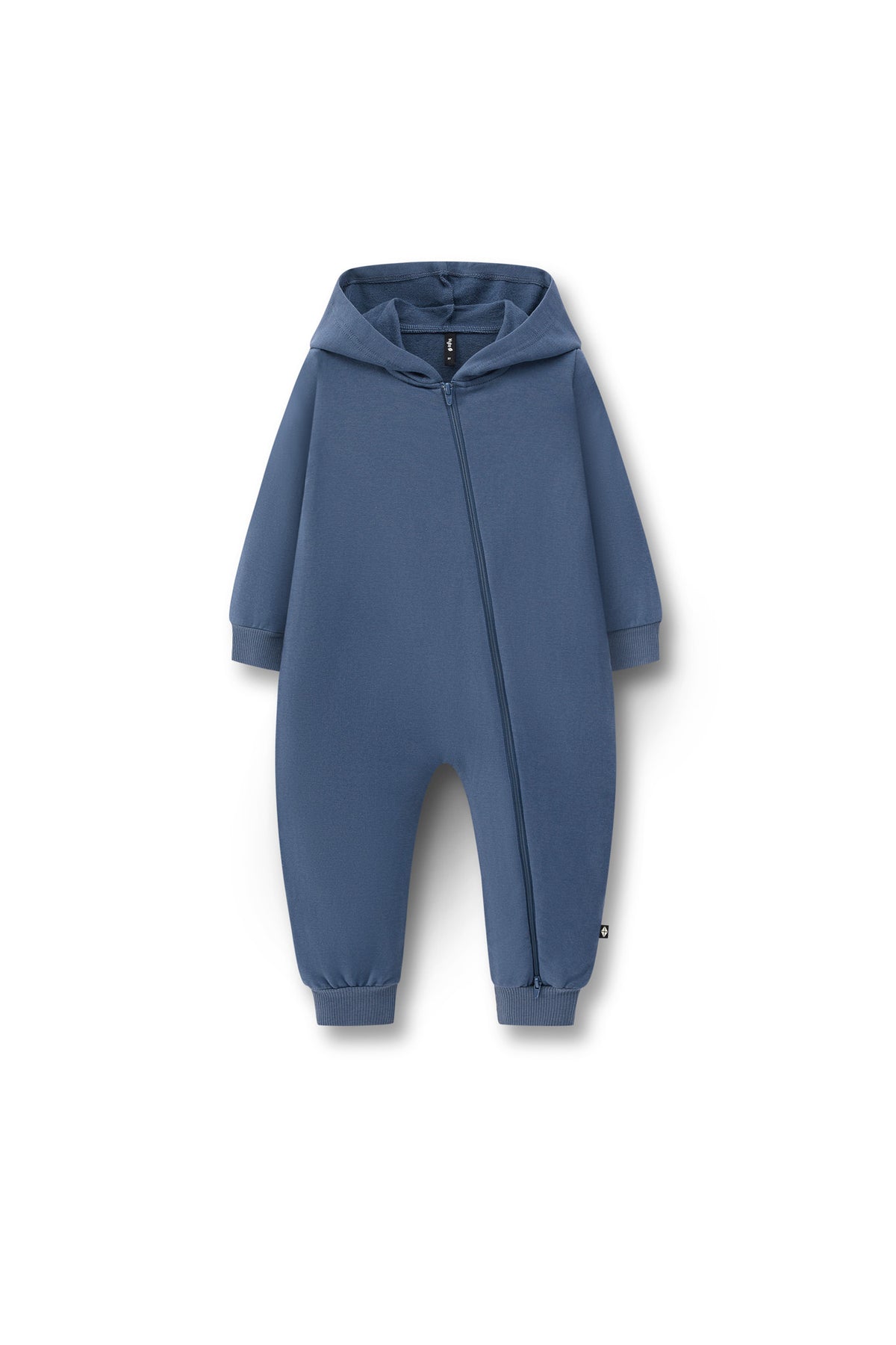 Hooded Zippered Romper in Oxford color on a white background