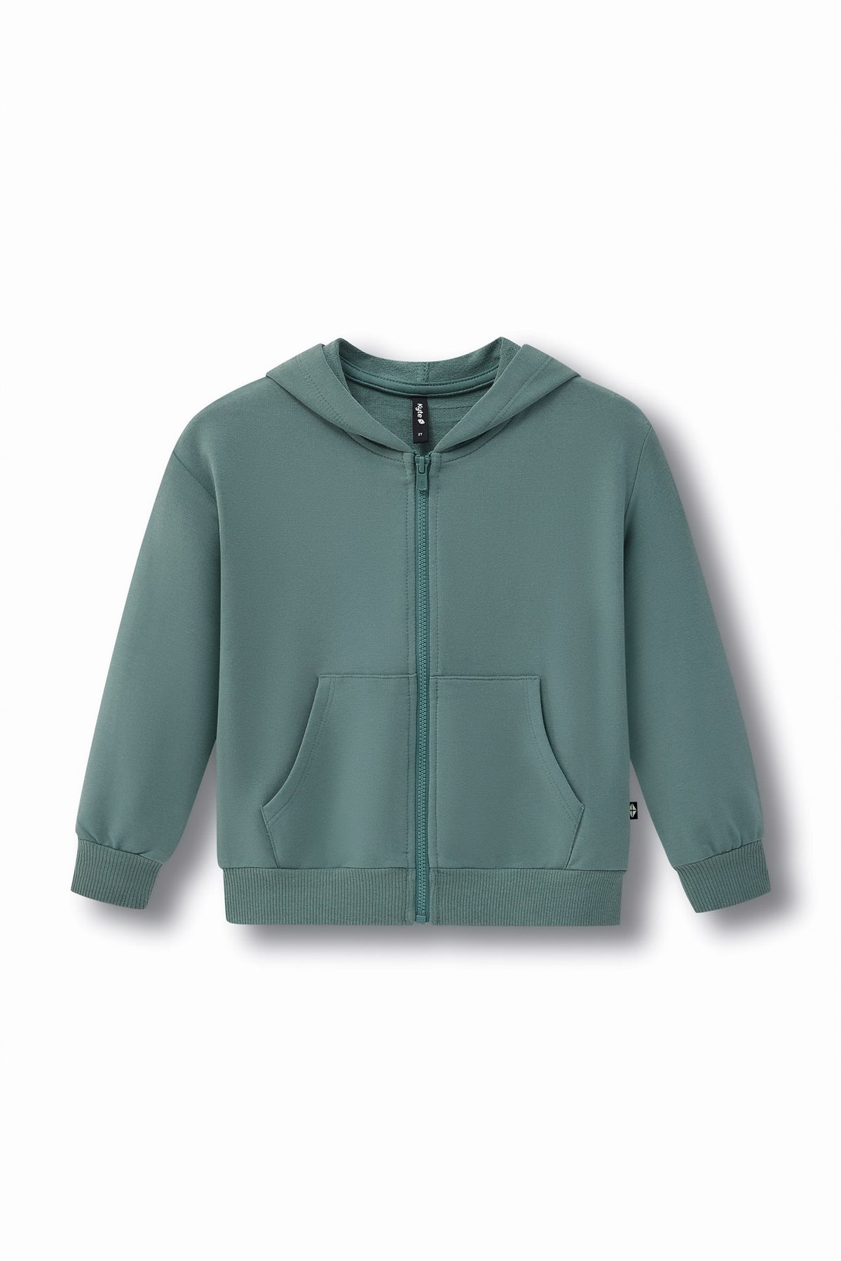 Zip-Up Hoodie in Pine color on a white background