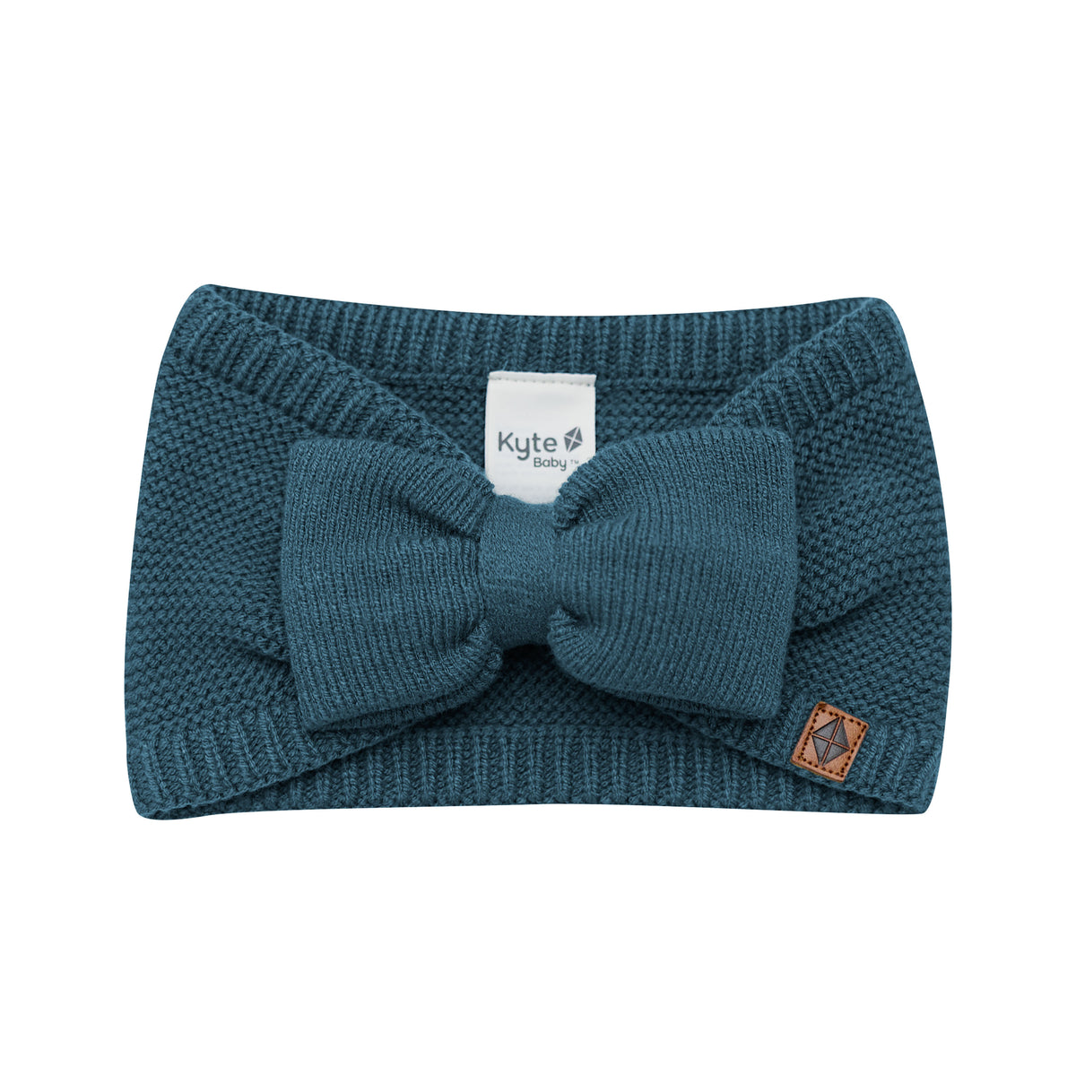 Product photo of the Chunky Knit Adult Bow Headband in Atlantic