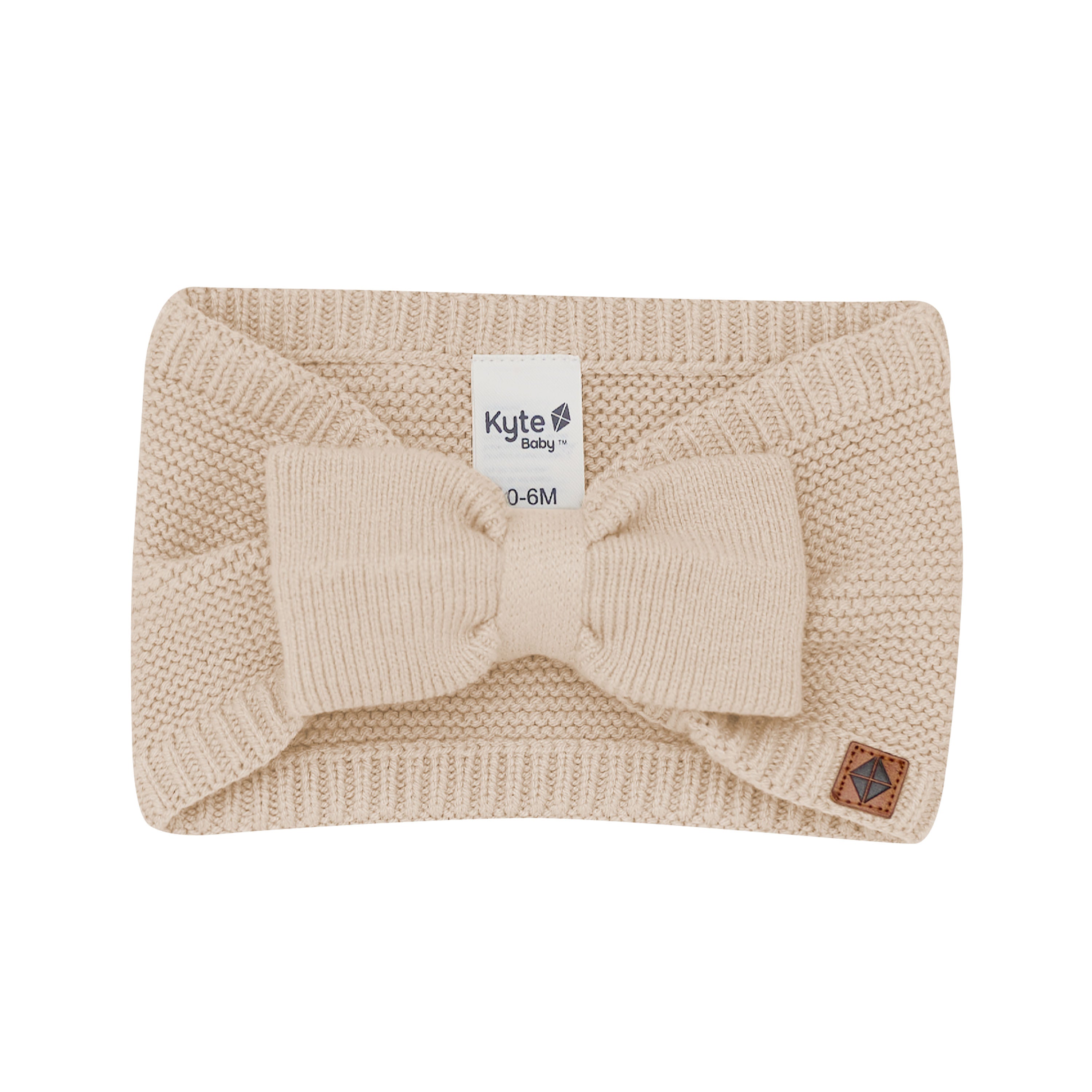 Product photo of the Chunky Knit Adult Bow Headband in Almond