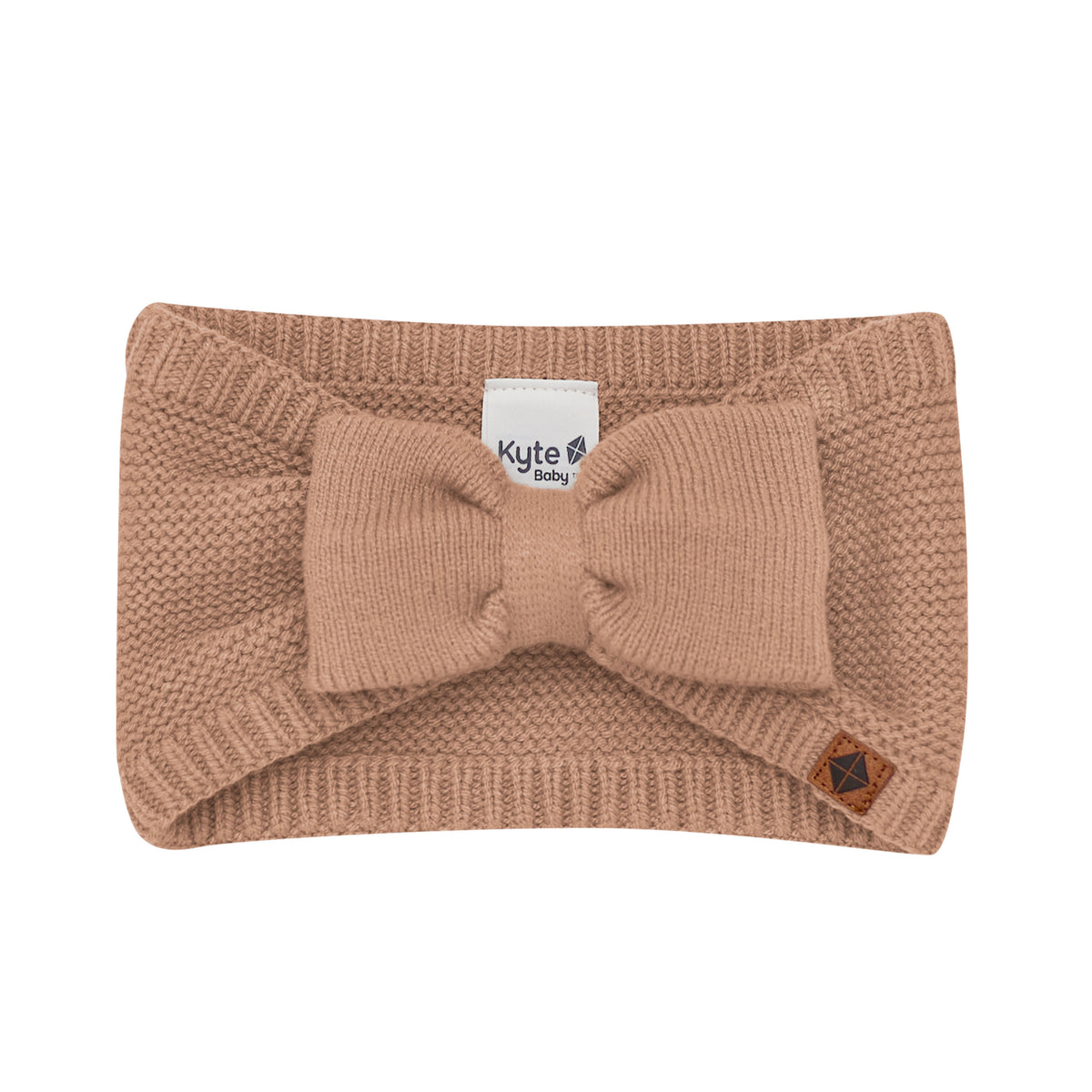 Product photo of the Chunky Knit Adult Bow Headband in Latte