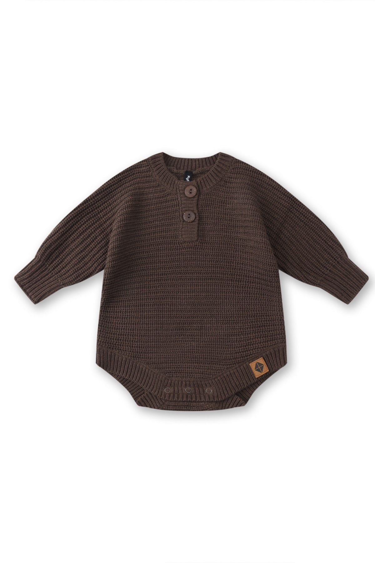 Chunky Knit Romper in Espresso on a white background