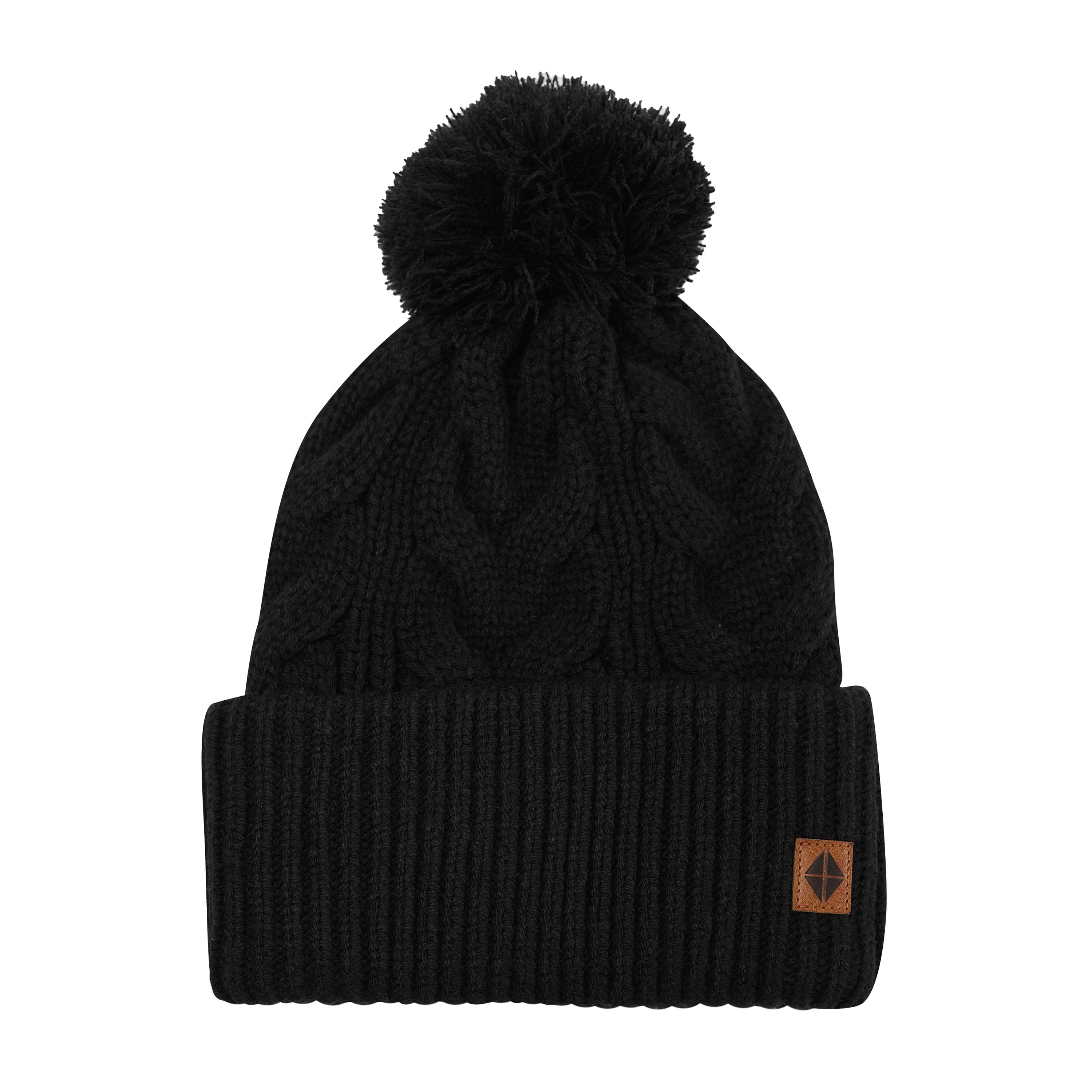 Product photo of the Cable Knit Adult Pom Beanie in Midnight