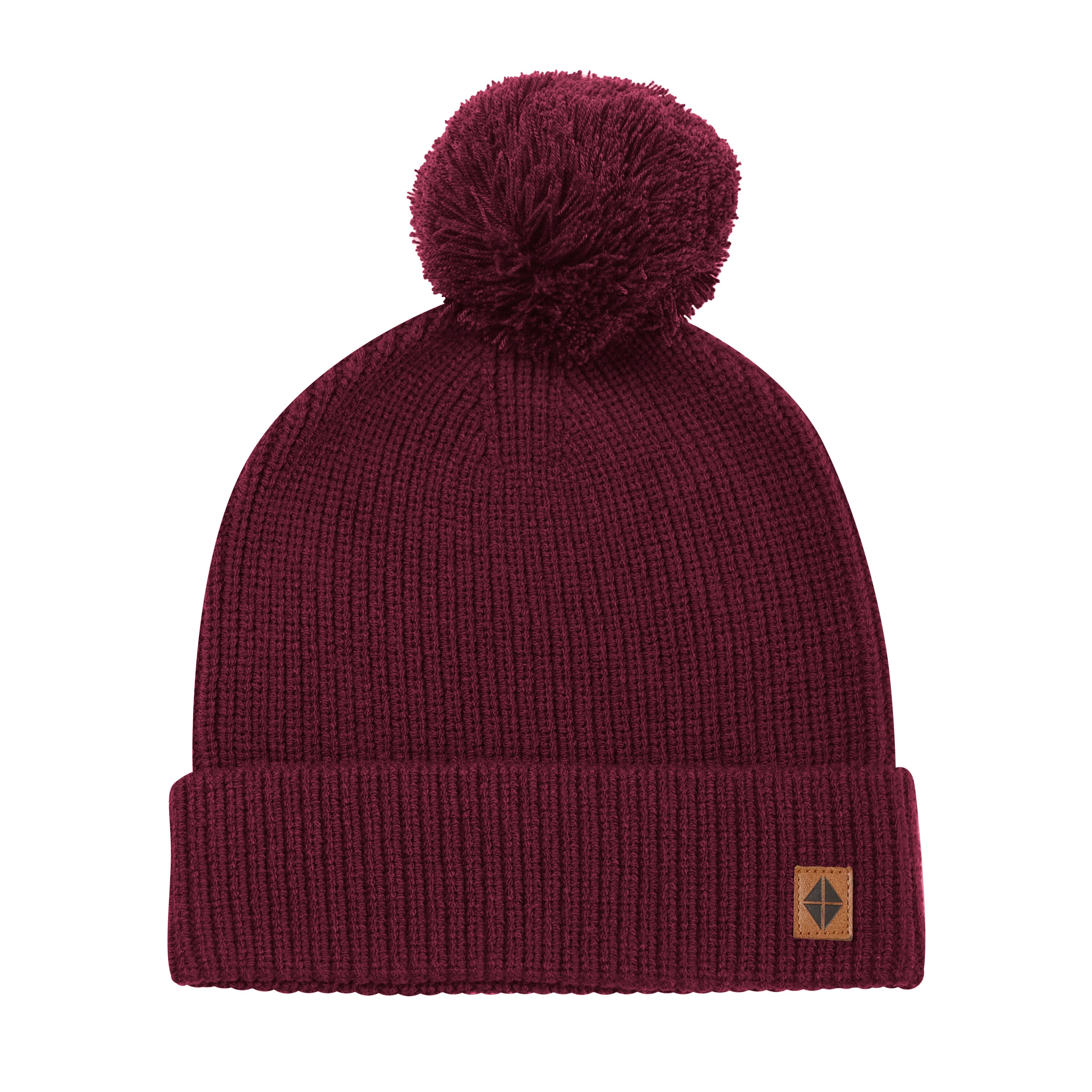 Product photo of the Chunky Knit Adult Pom Beanie in Burgundy