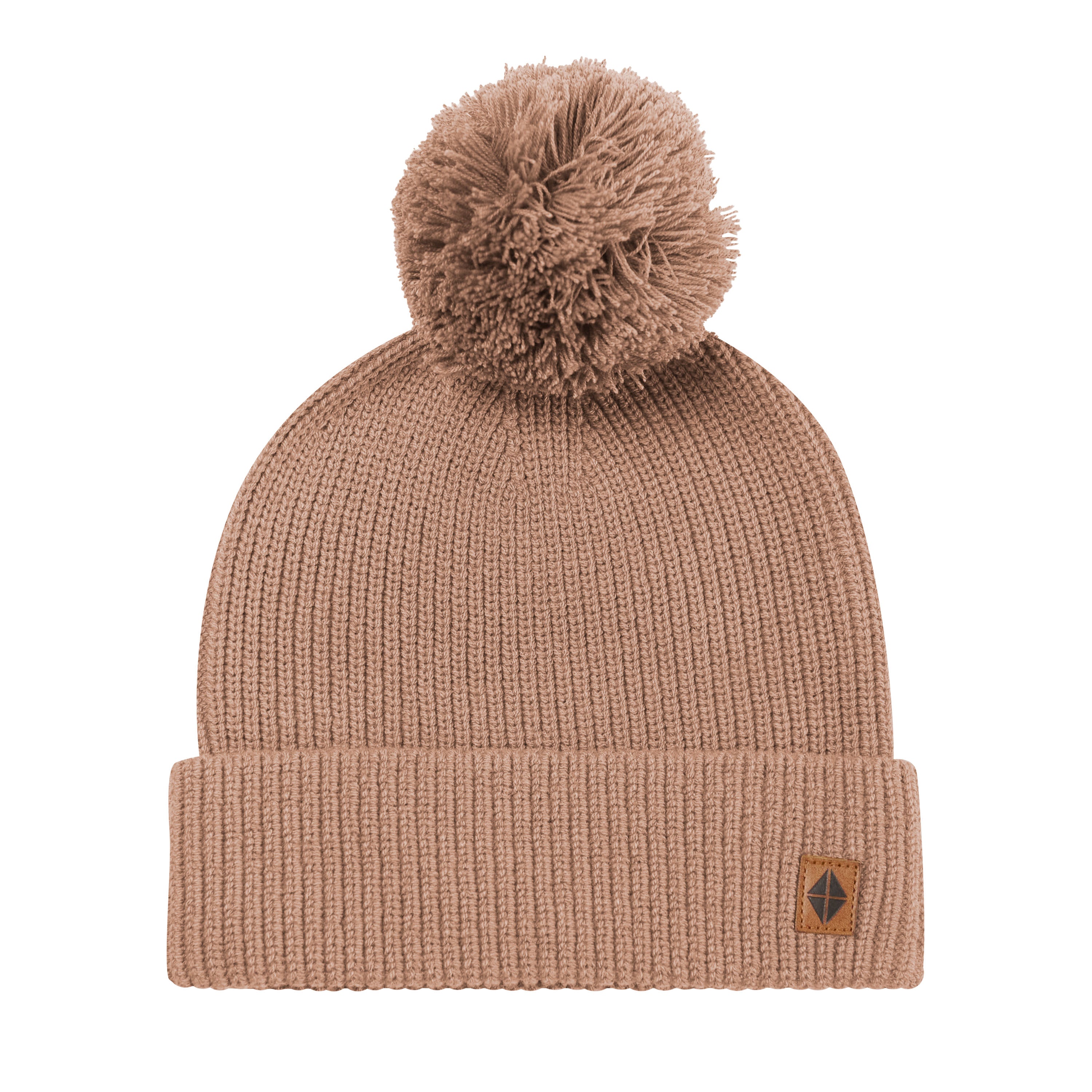 Product photo of the Chunky Knit Adult Pom Beanie in Latte