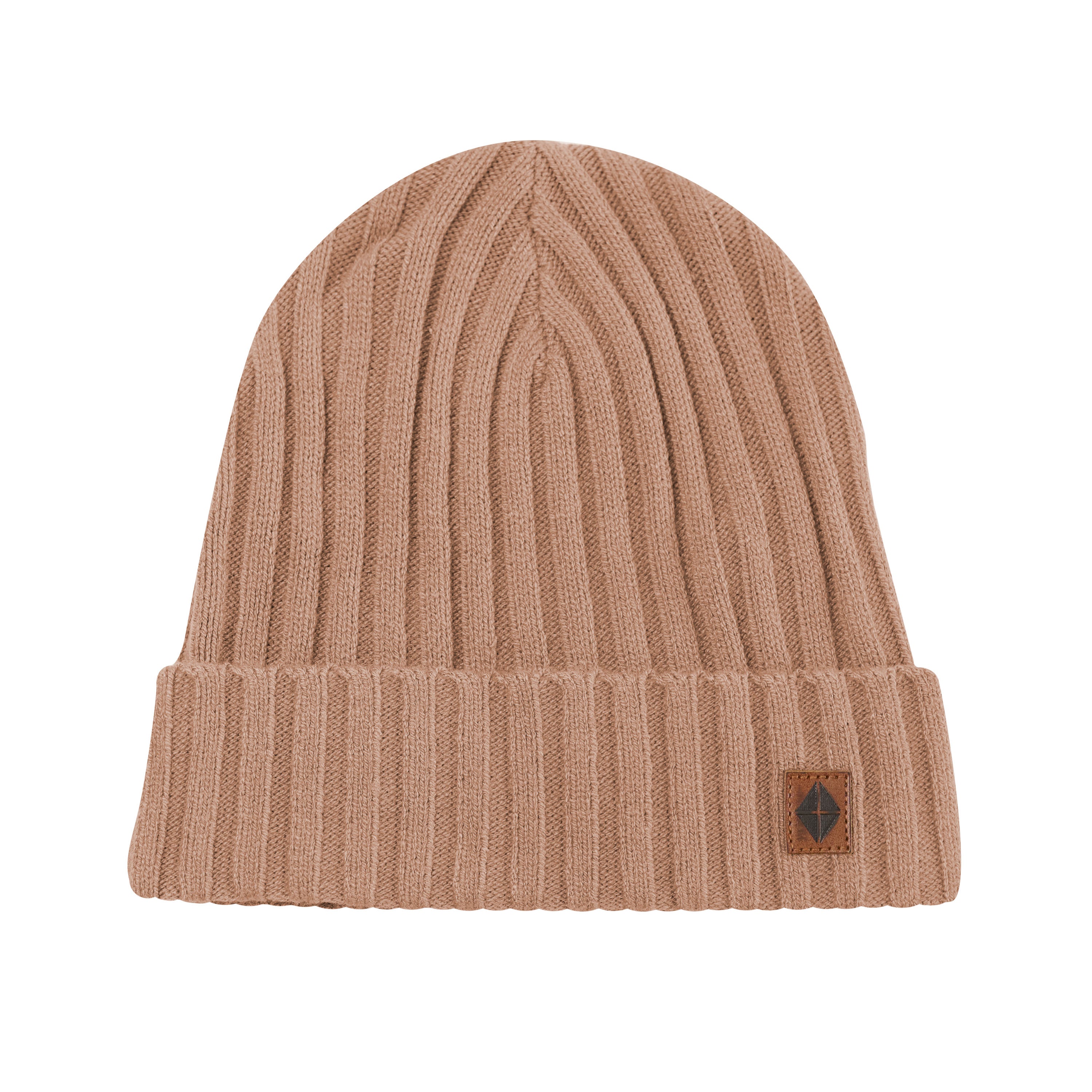Product photo of the Chunky Knit Adult Ribbed Beanie in Latte