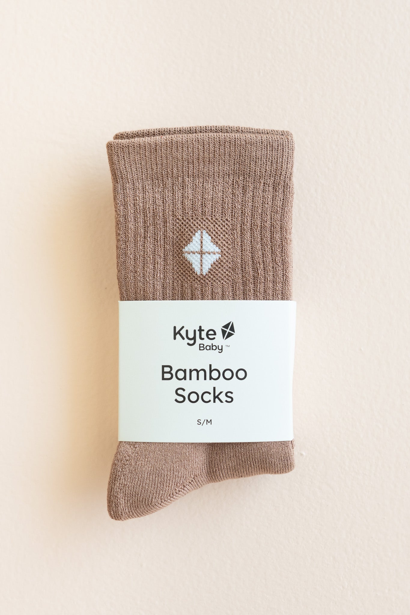 Adult Crew Socks in Latte shown in package