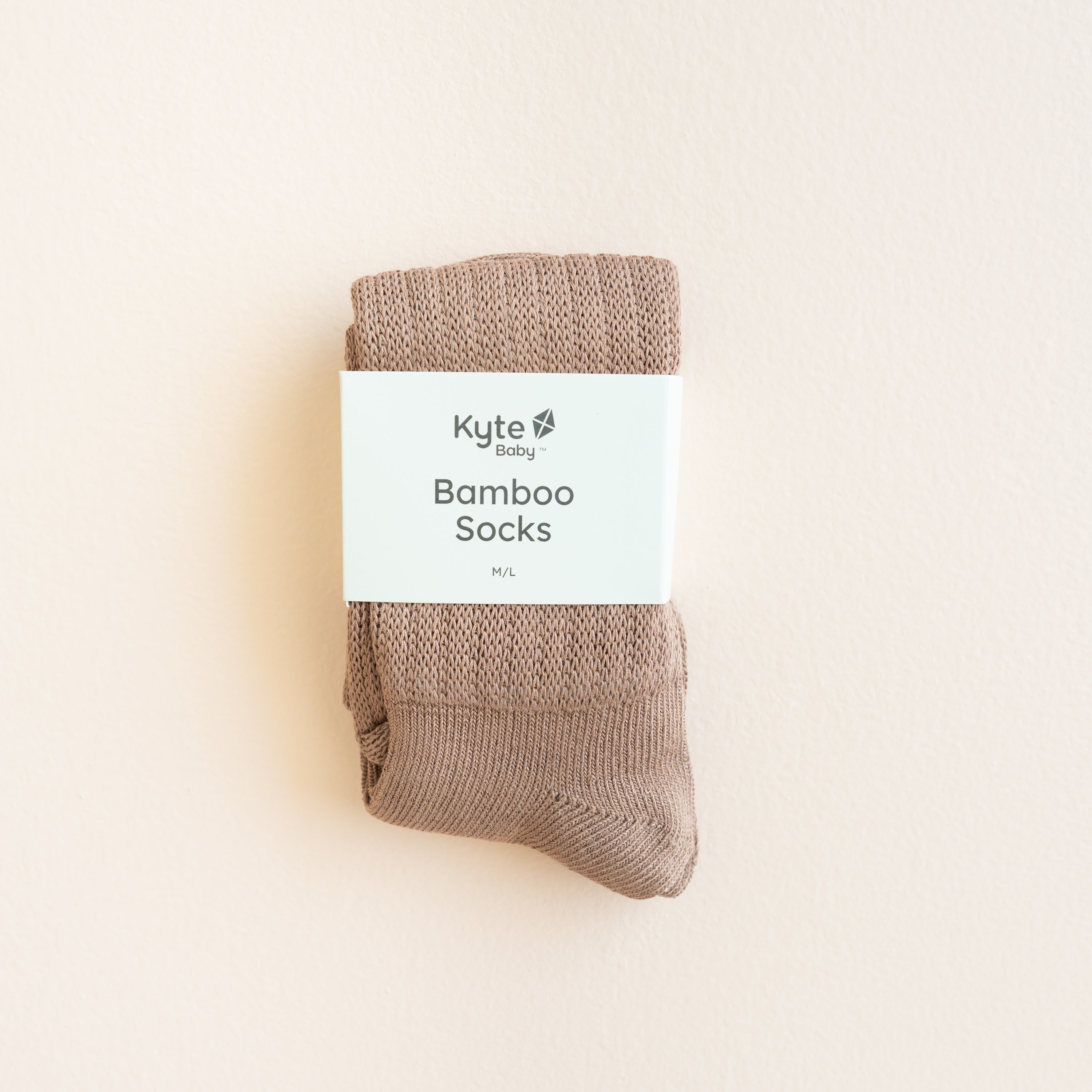Adult Scrunch Socks in Latte shown in packaging