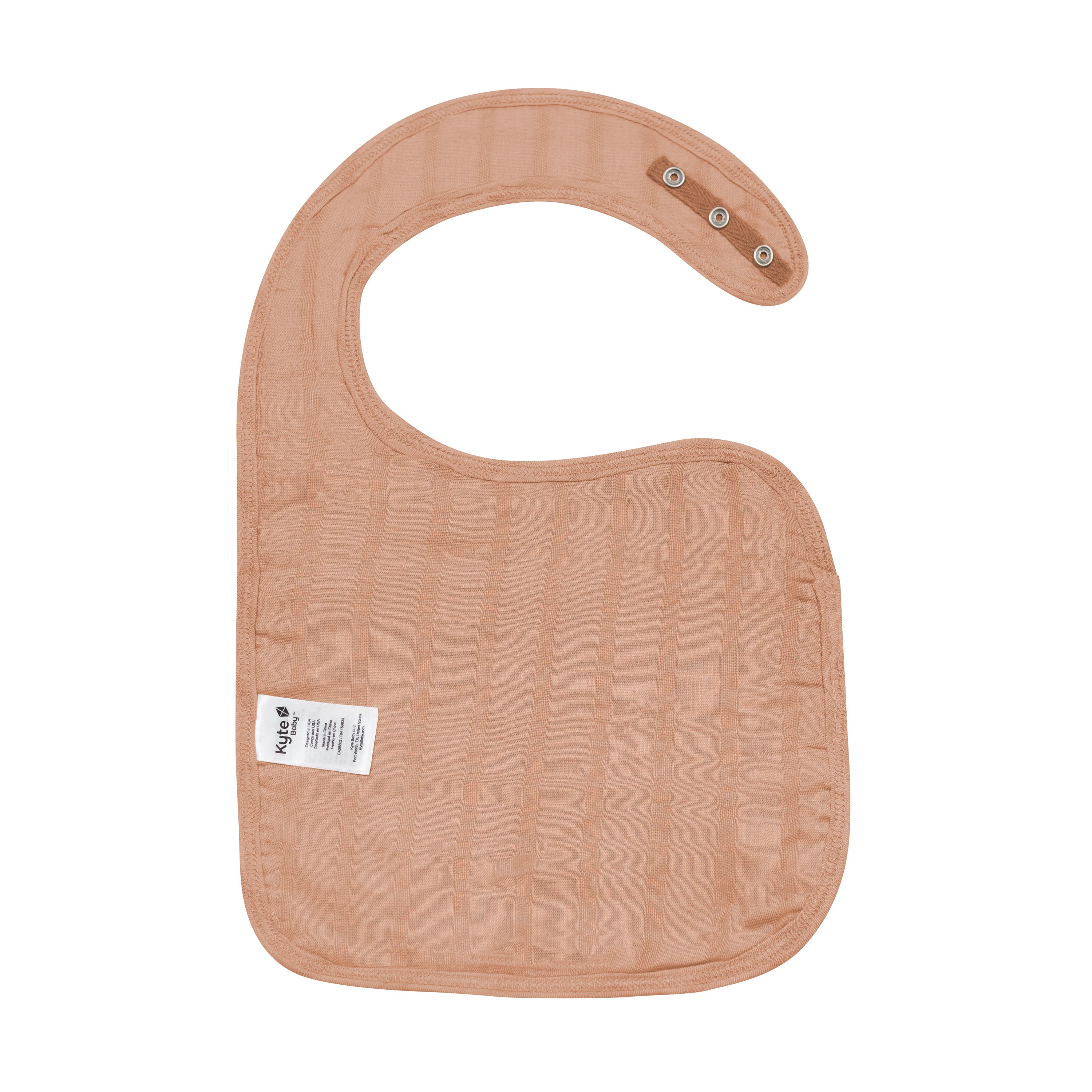 Back of Adjustable Bamboo Muslin Bib in Fawn