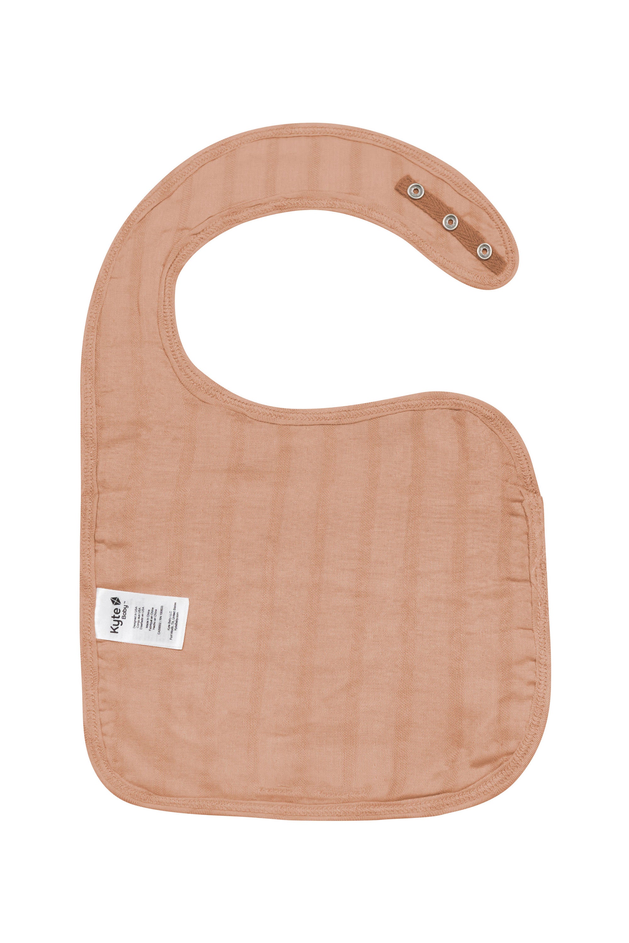 Back of Adjustable Bamboo Muslin Bib in Fawn