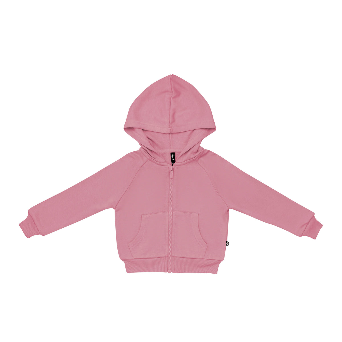 Fleece Zip Up Hoodie in Apple Blossom shown zipped