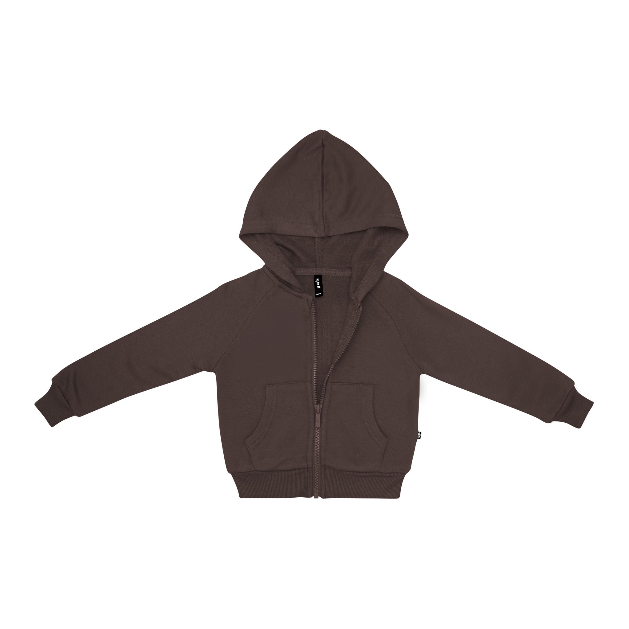Fleece Zip Up Hoodie in Espresso shown unzipped