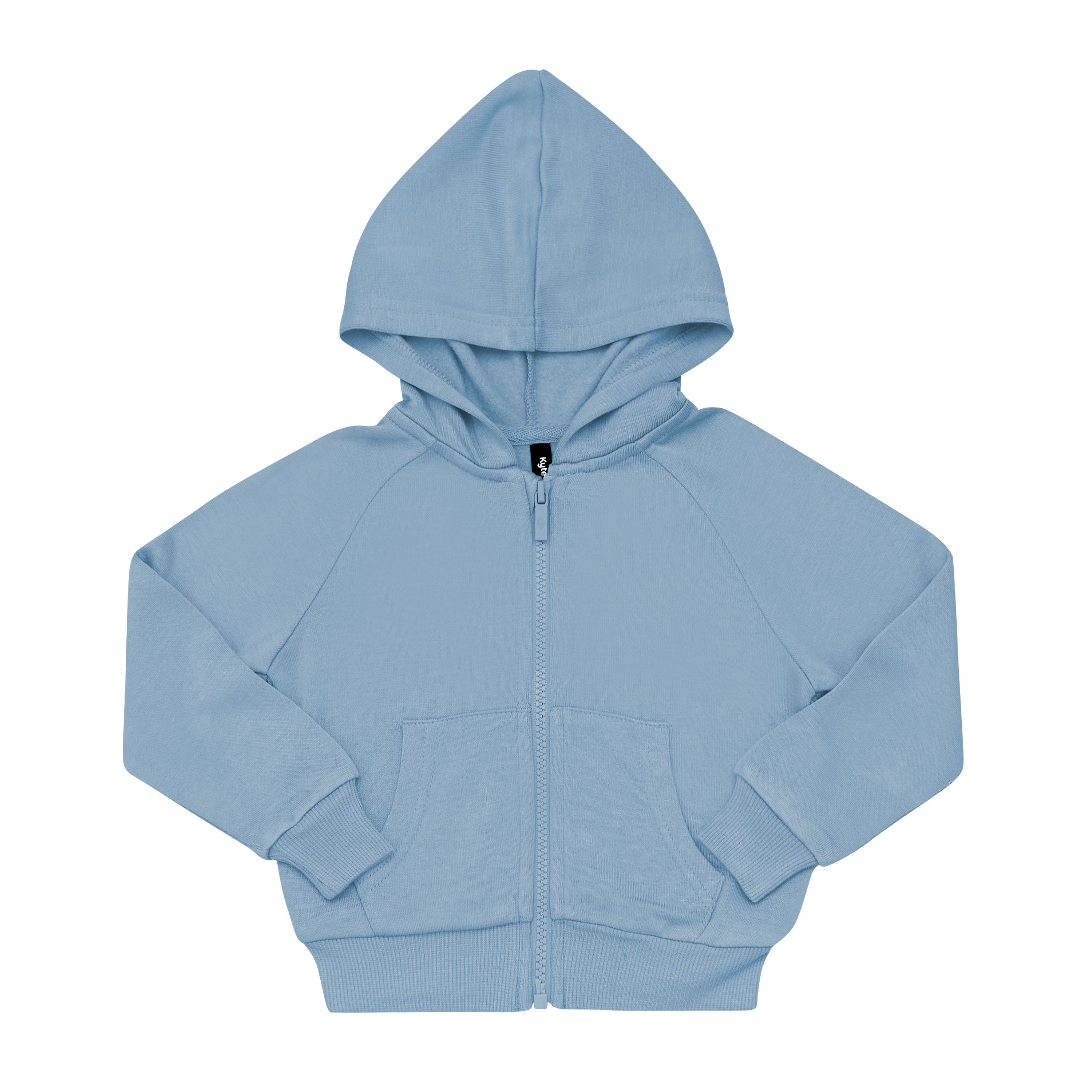 Fleece Zip Up Hoodie in Slate shown zipped with the arms folded inwards
