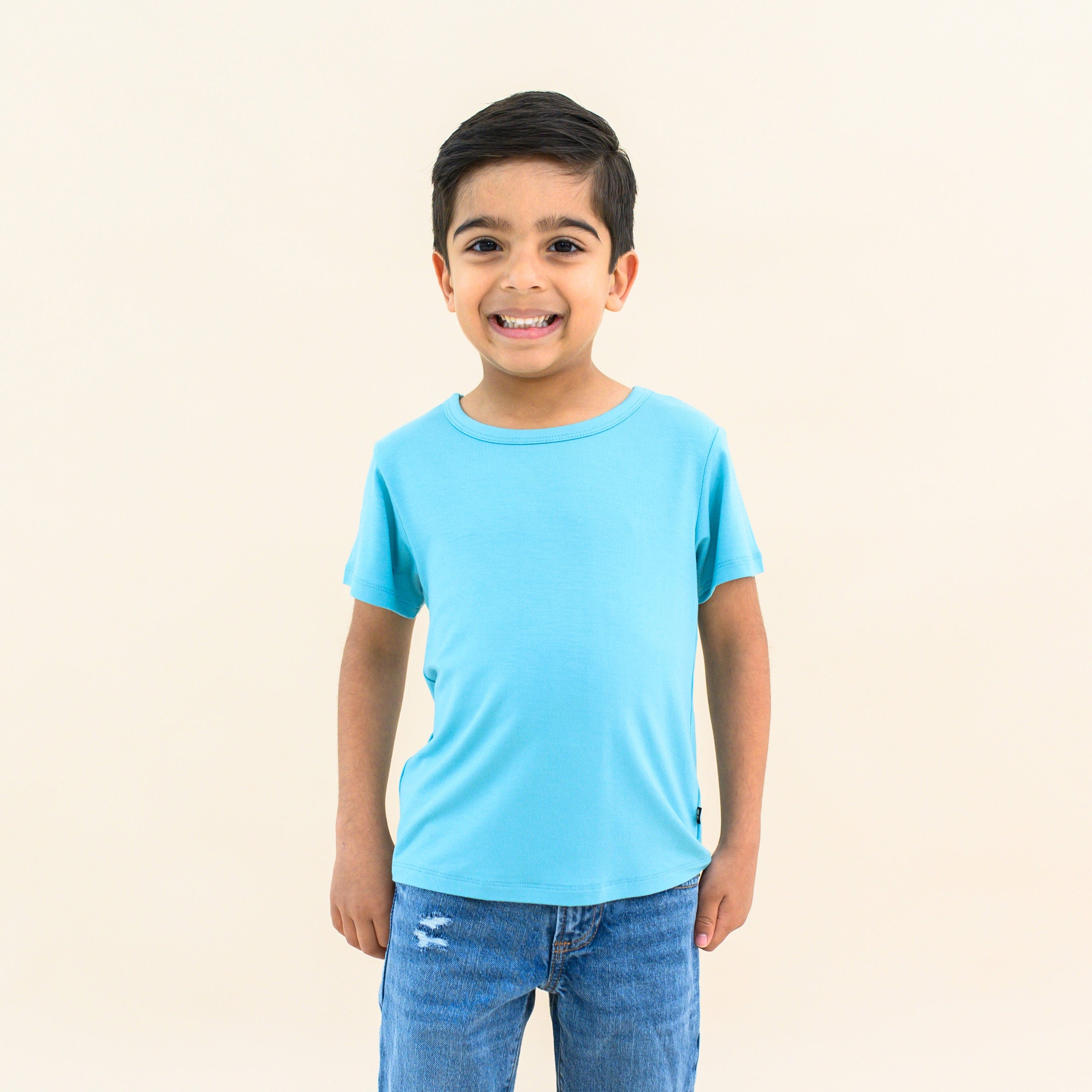 toddler in basic tee in makai