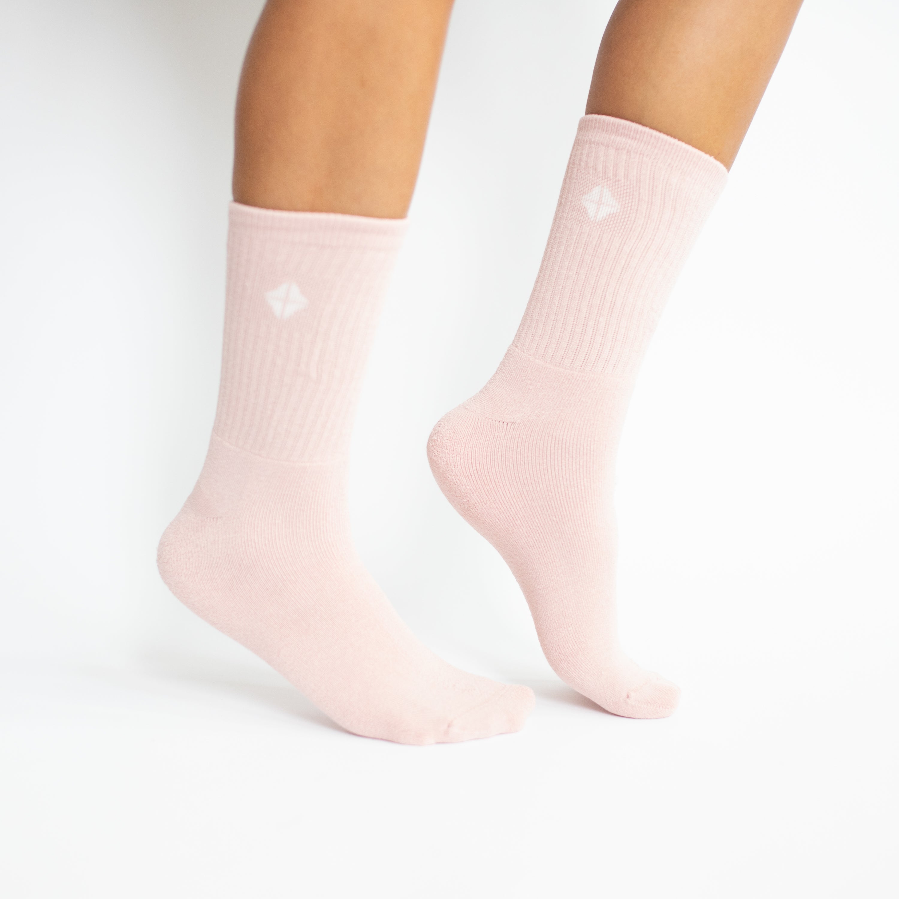 Crew Socks in Blush worn on a model