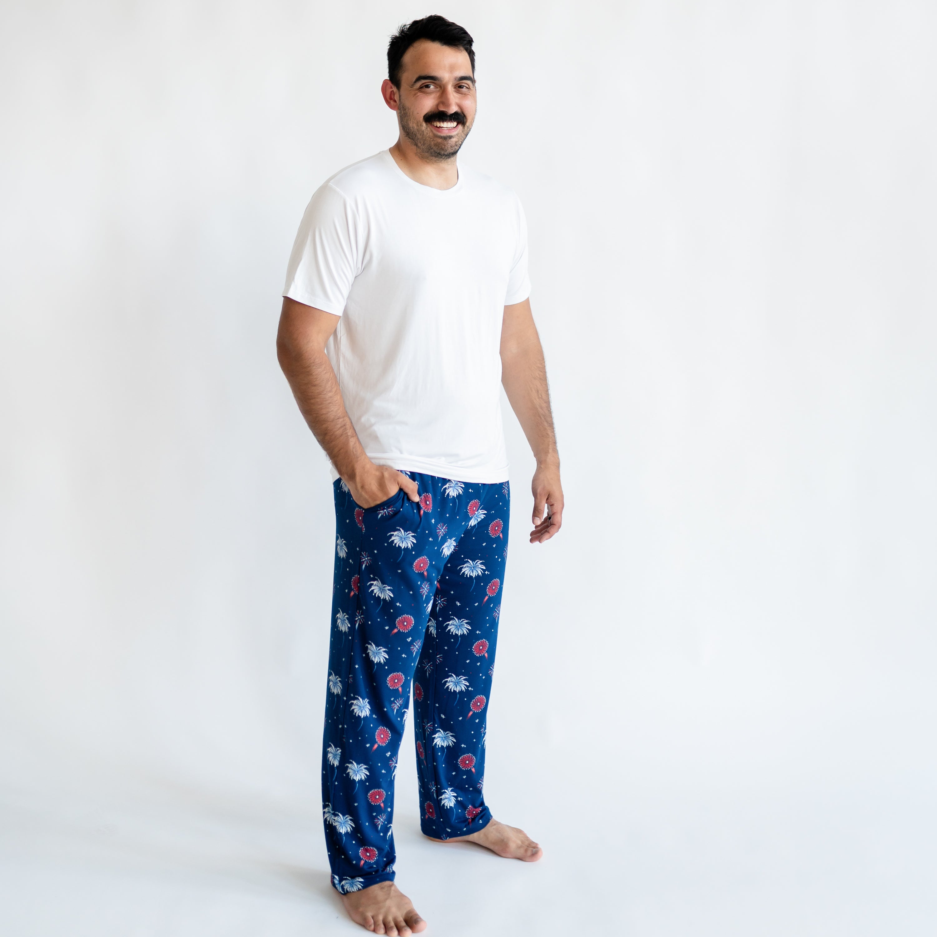 Man modeling Men's Lounge Pants in Celebration