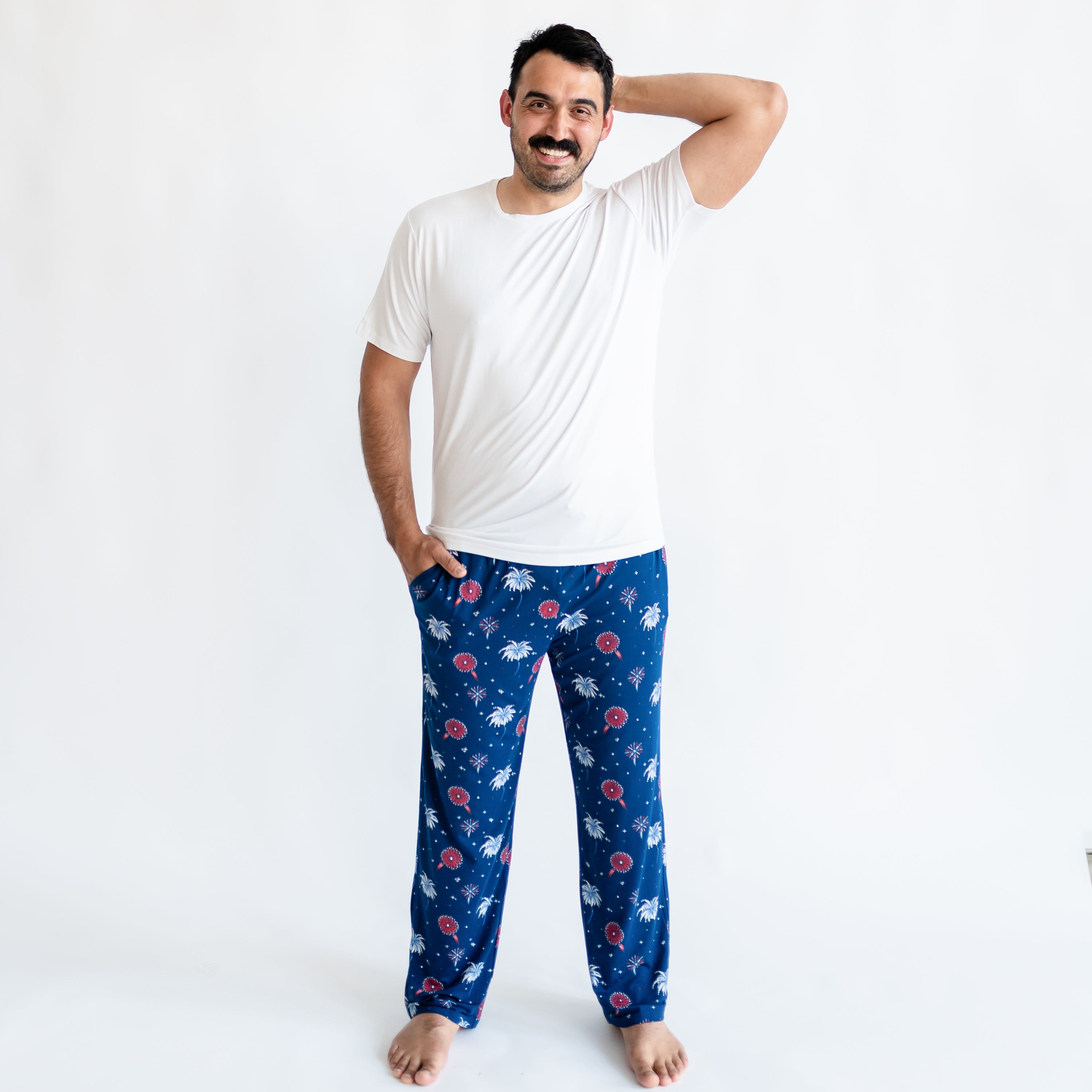 Man modeling Men's Lounge Pants in Celebration