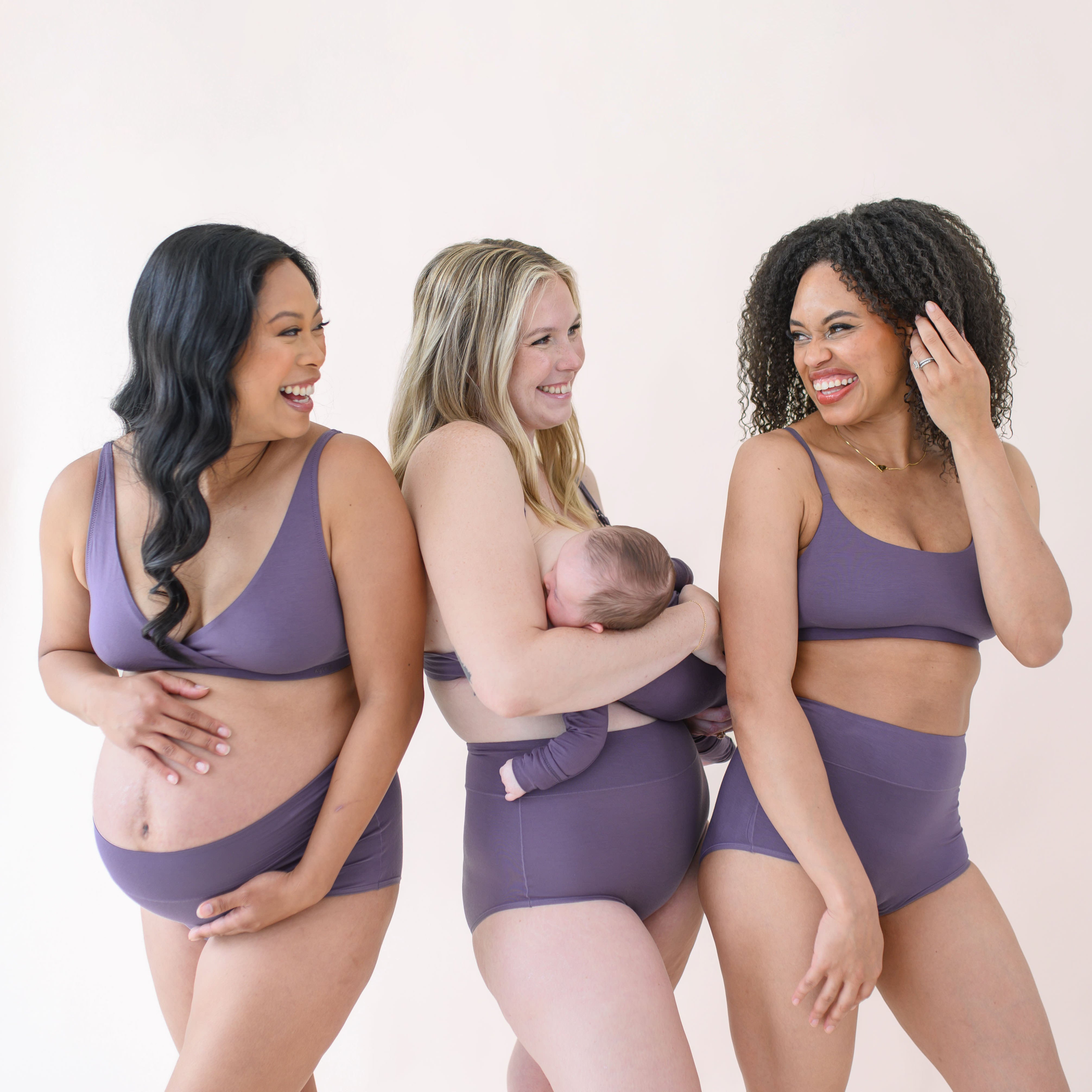 Group of 3 women in Kyte Intimates currant collection