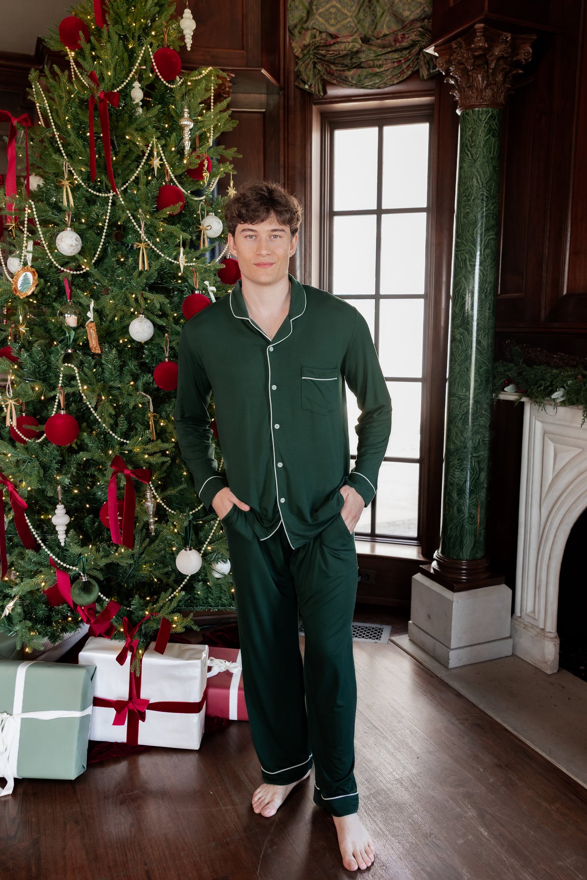 Men's Long Sleeve Pajama Set in Cypress