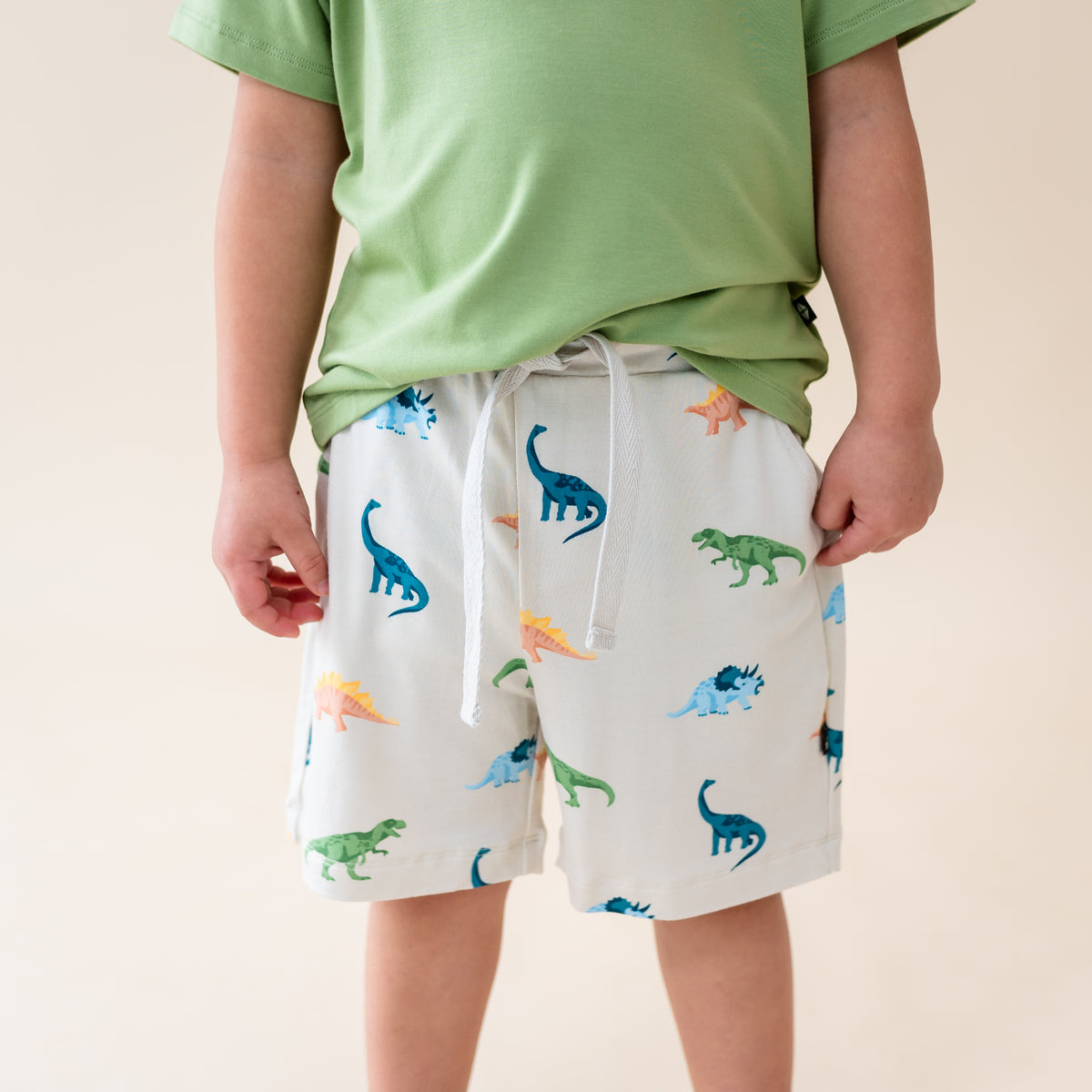 Child wearing Toddler Drawstring Short in Ecru Roar