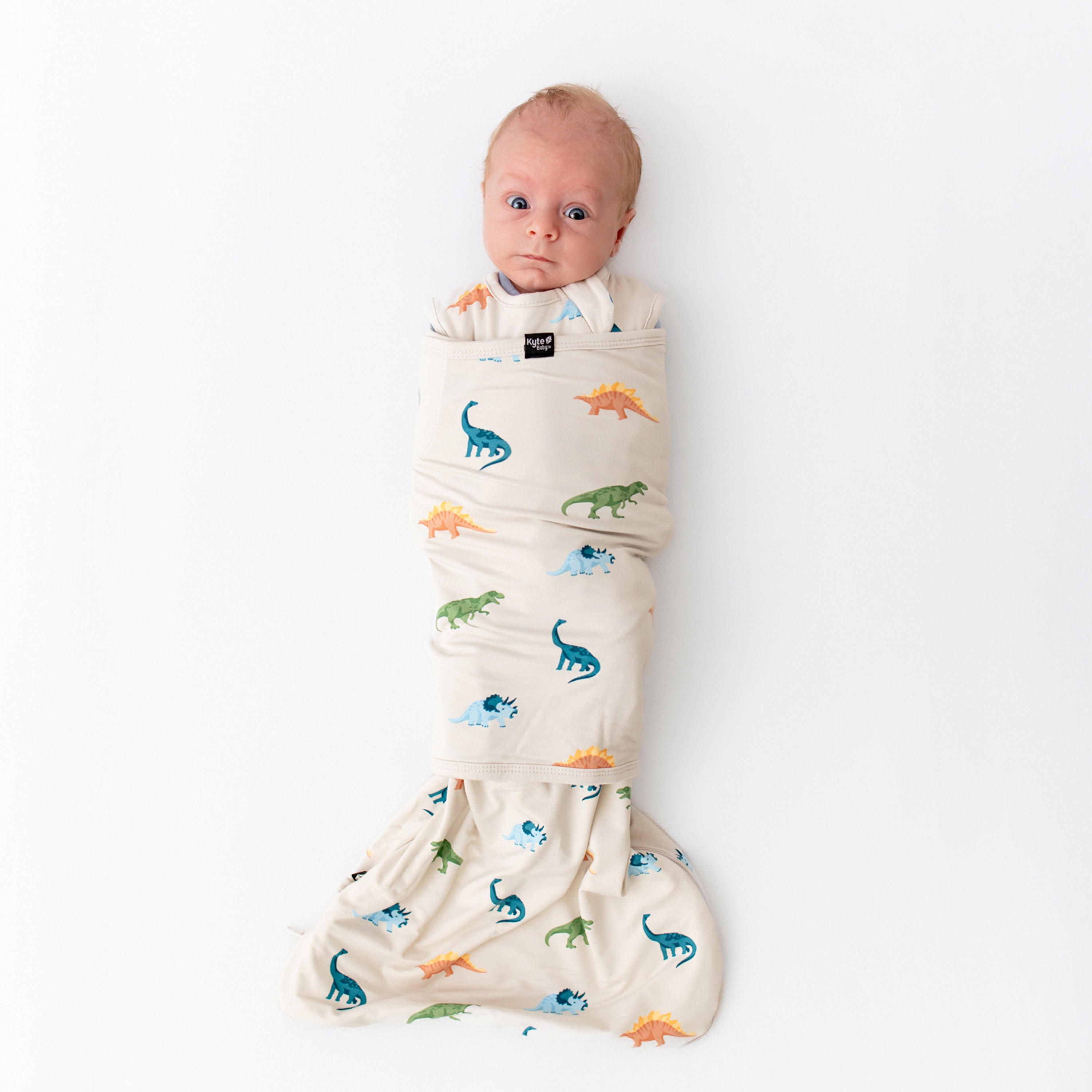 Baby swaddled in 0.5 Sleep Bag Swaddler in Ecru Roar