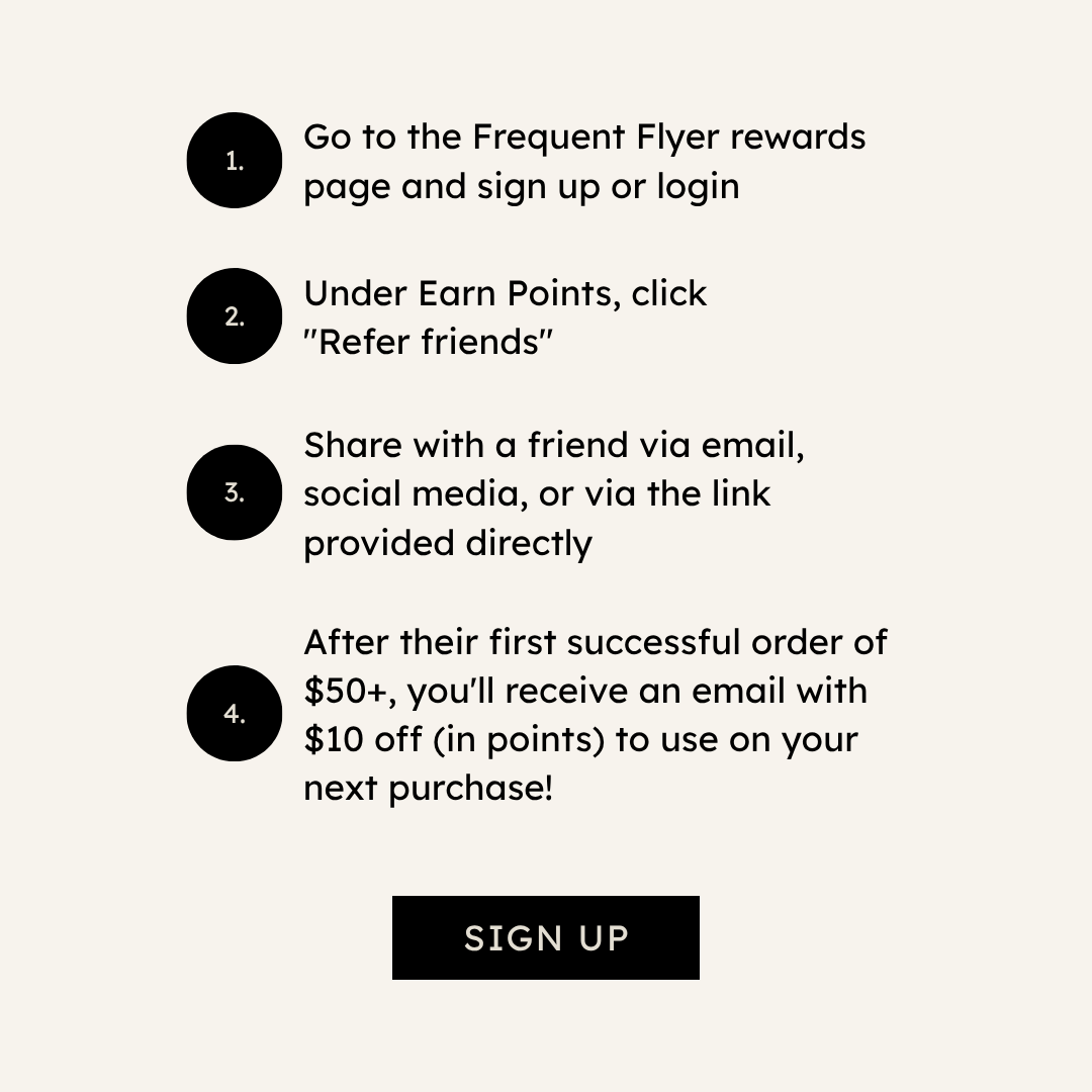 graphic explaining the kyte baby refer a friend program where you get $10 off (in points) after a successful order of $50+