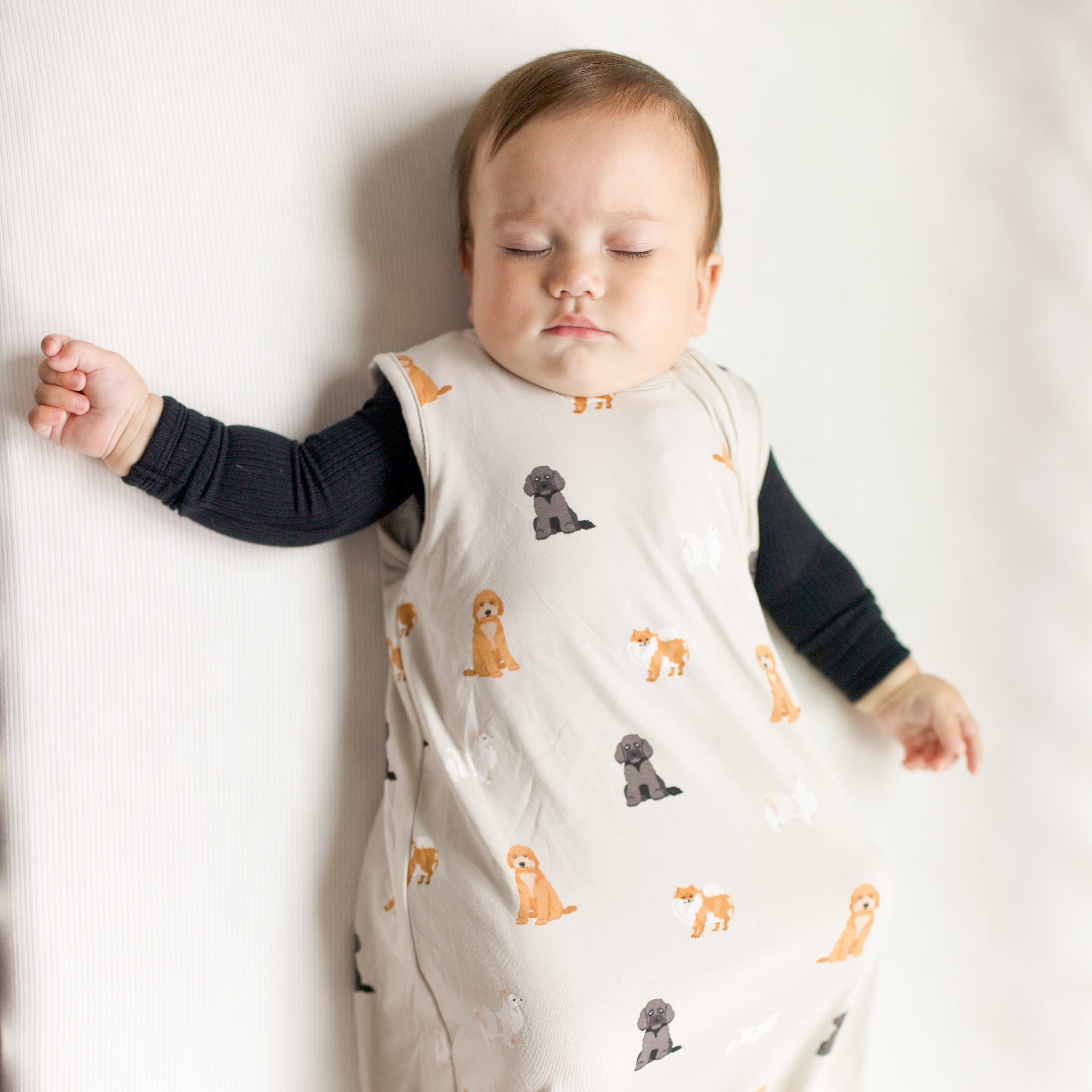 Baby sleeping wearing Sleep Bag in Fluffy Dog 0.5