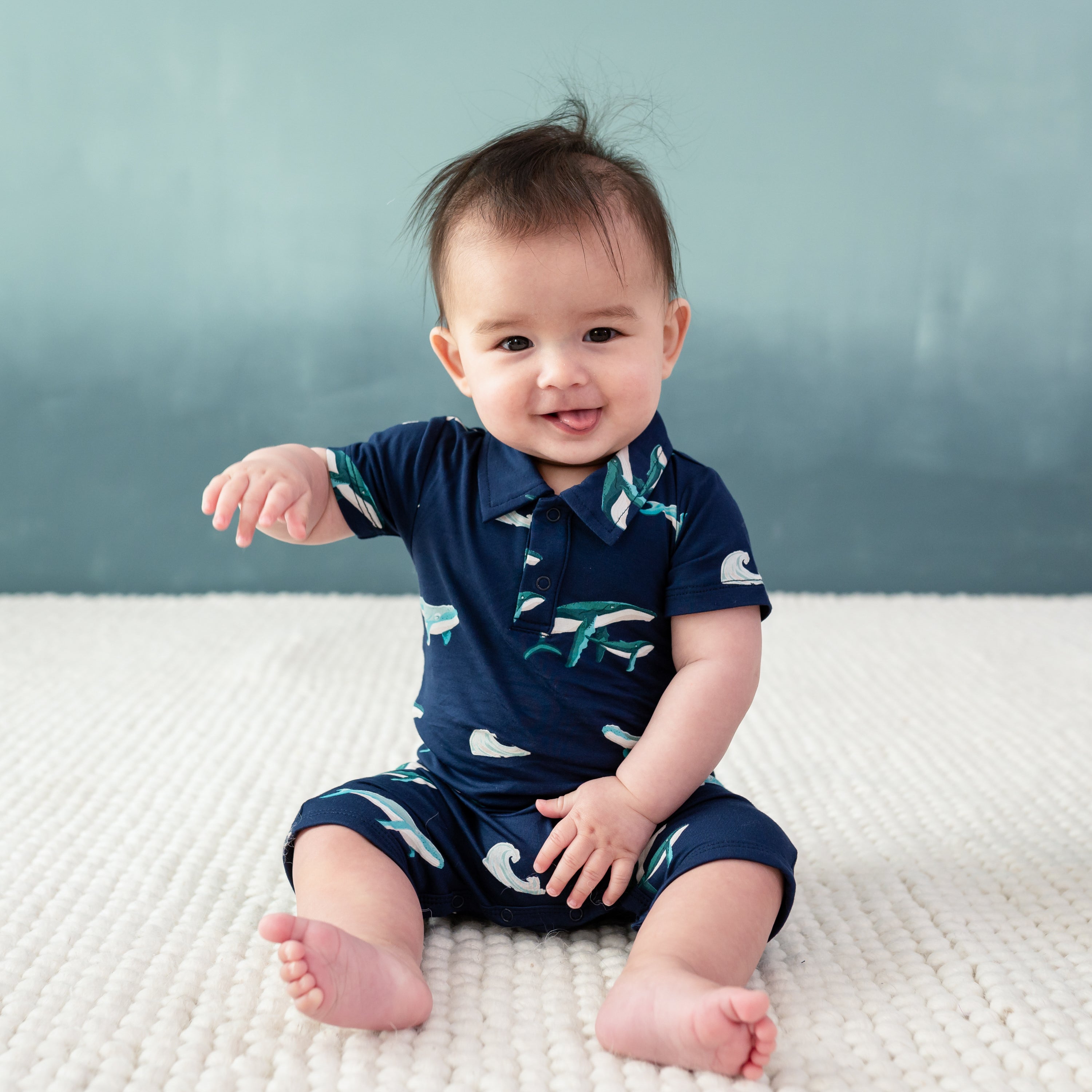 Baby wearing Polo Shortall in Humpback