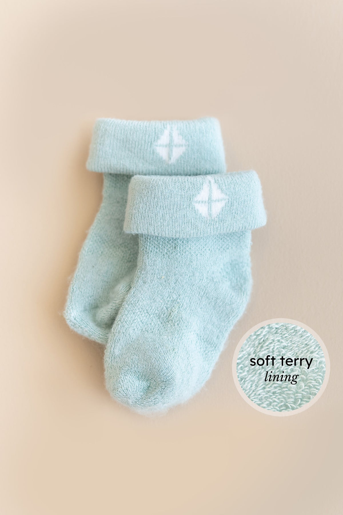 Sage infant socks with soft terry lining