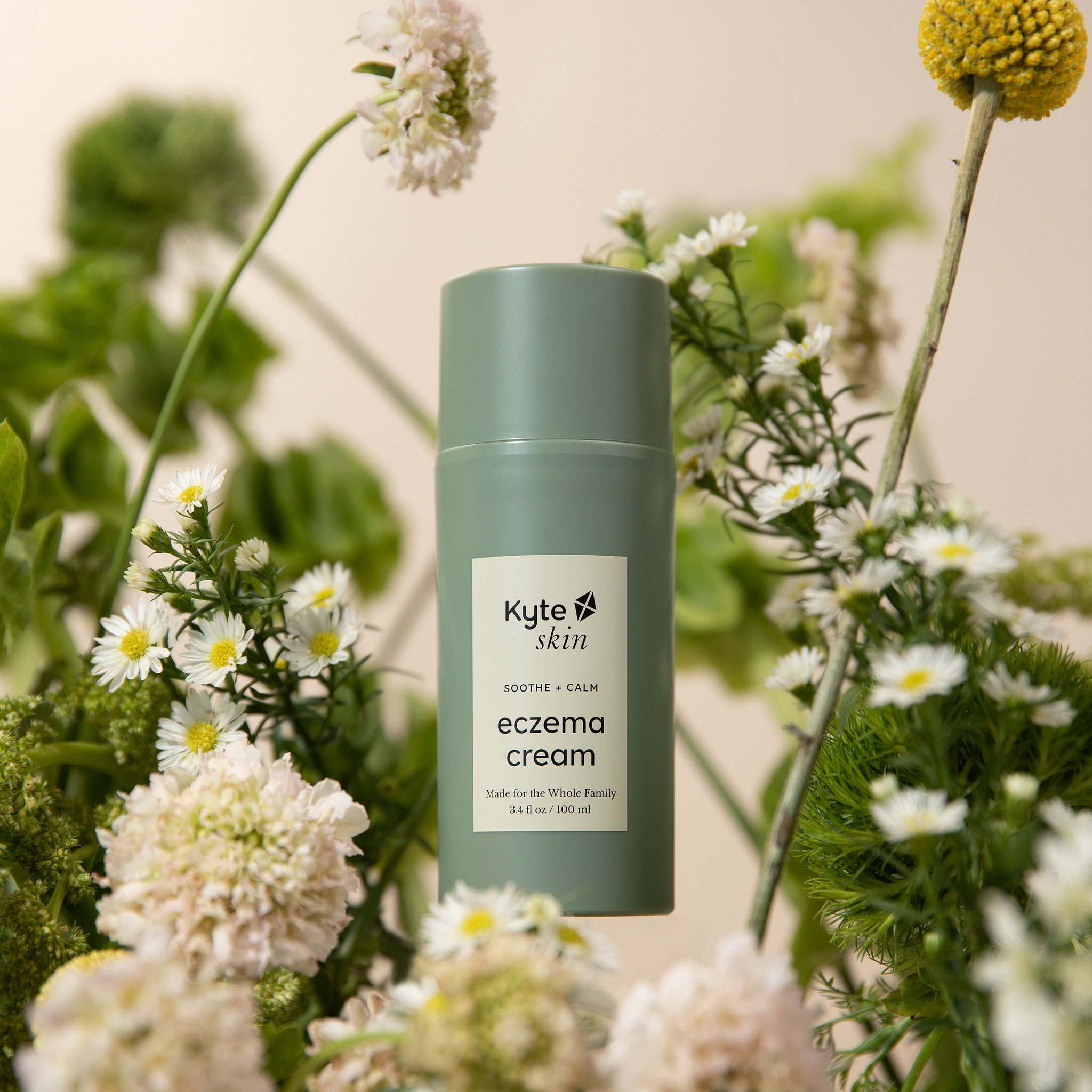 Kyte Skin eczema cream surrounded by florals