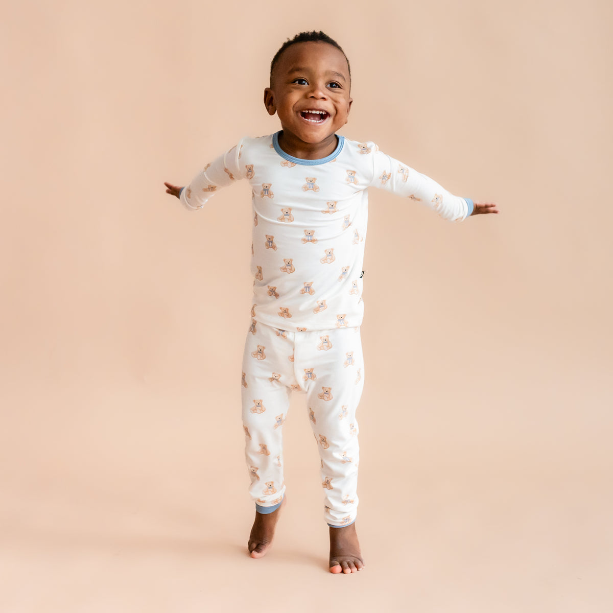 Toddler wearing Long Sleeve Pajamas in Teddy Bear