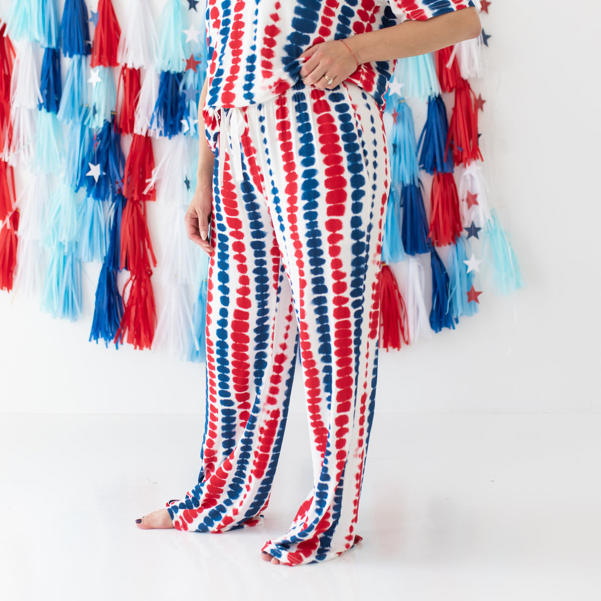 Woman modeling Women's Lounge Pants in Liberty Rip Tide