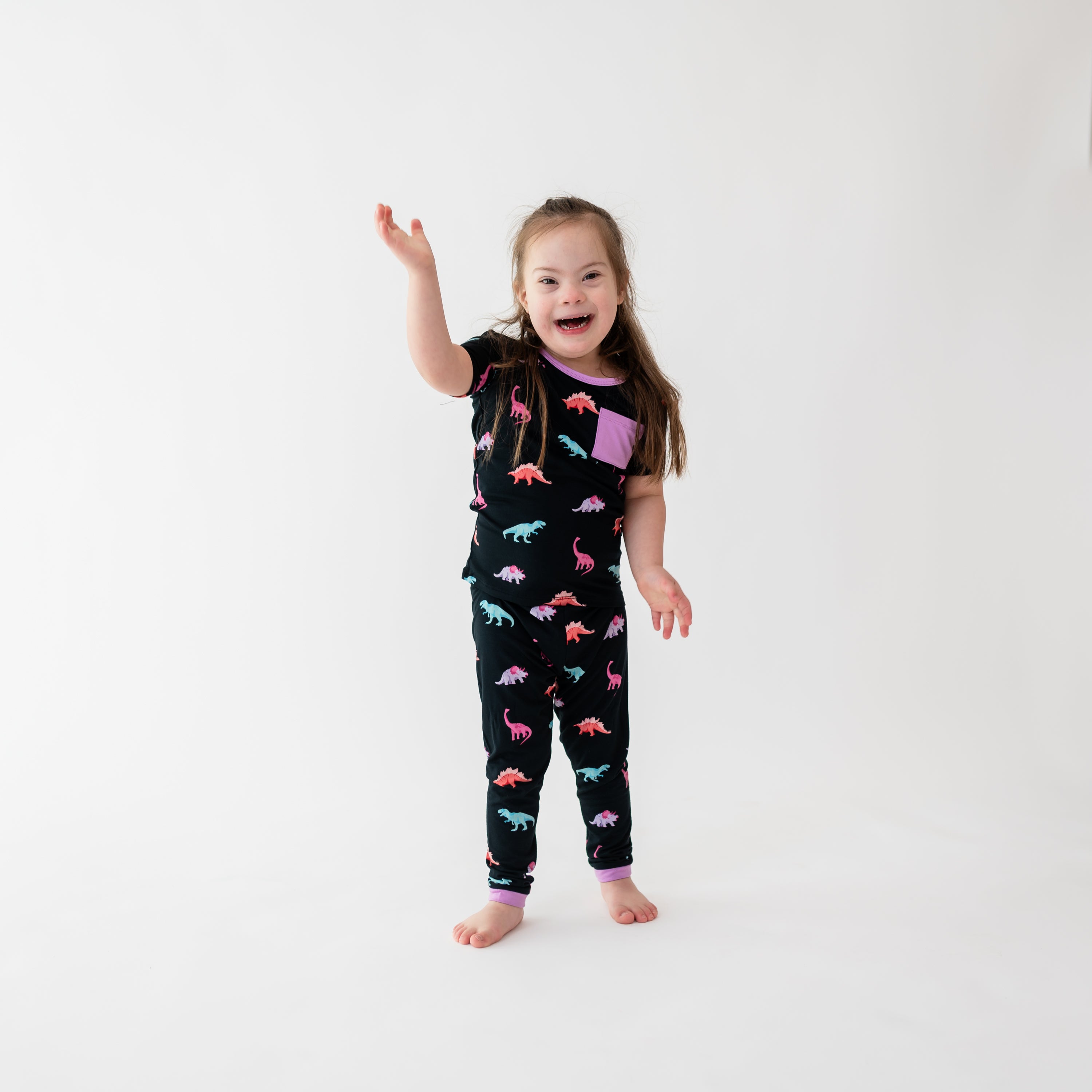 Toddler in Midnight Roar Short Sleeve with Pants Dinosaur Pajamas