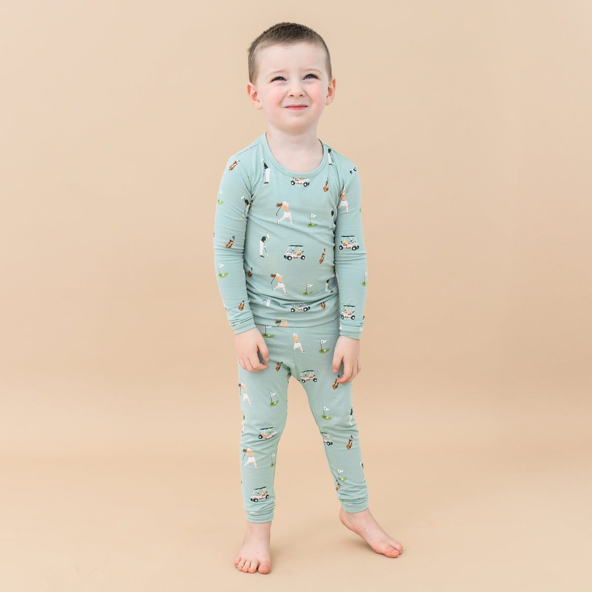 Toddler wearing Long Sleeve Pajamas in Golf