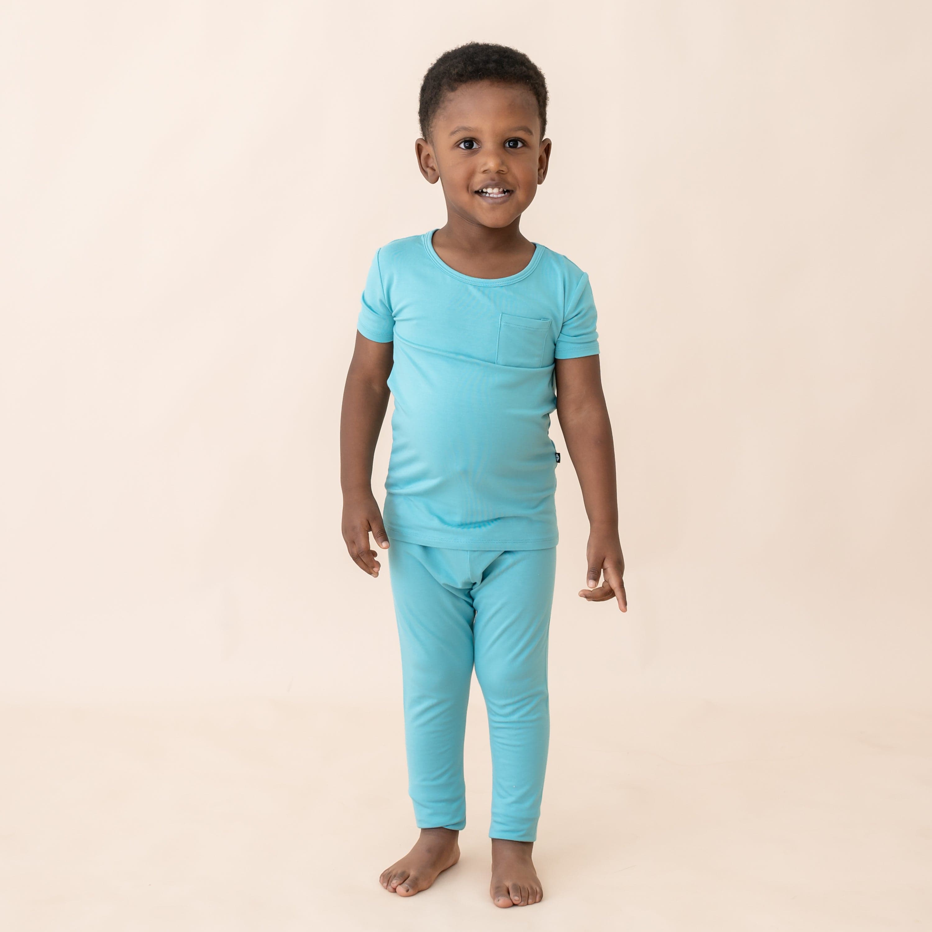 Toddler wearing Short Sleeve with Pants Pajamas in Makai