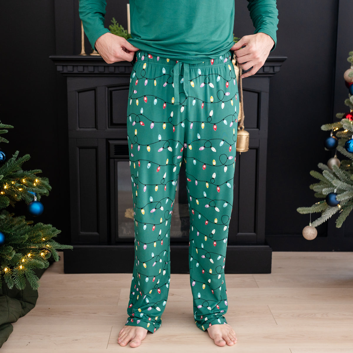 Men's Lounge Pants in Merry and Bright shown on a male model