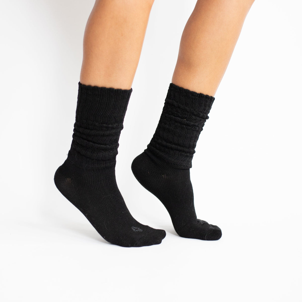 Adult Crew Socks in Midnight shown on a model