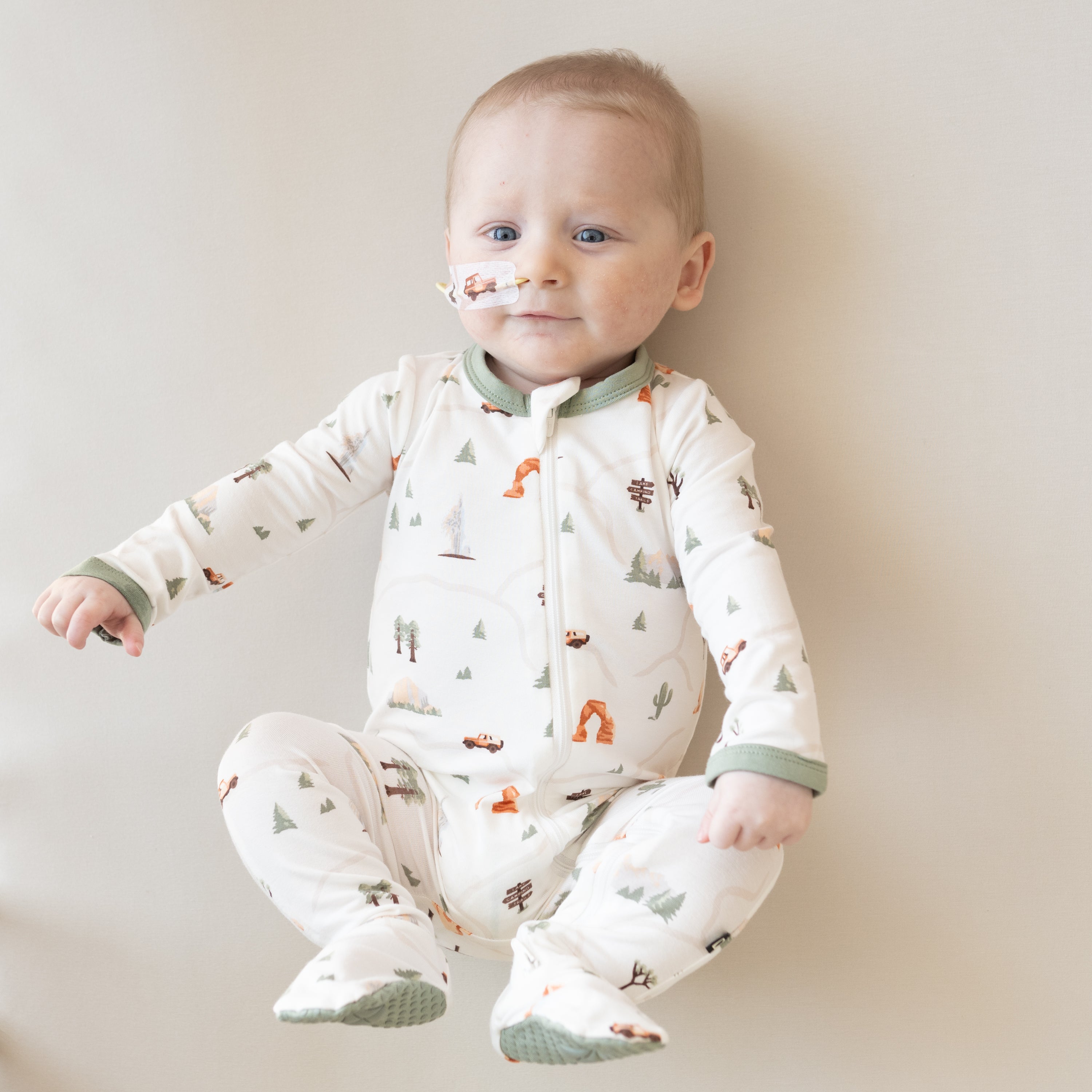 Infant wearing National Parks Zippered Romper in Road Trip