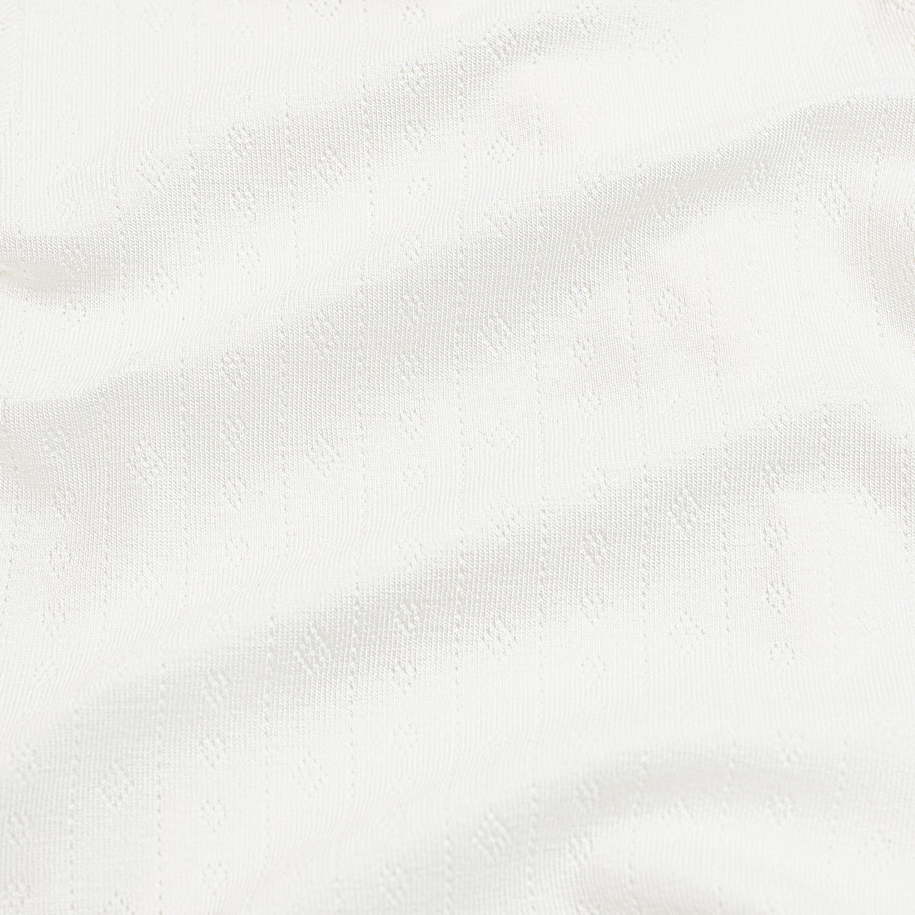 Close up of the white pointelle fabric