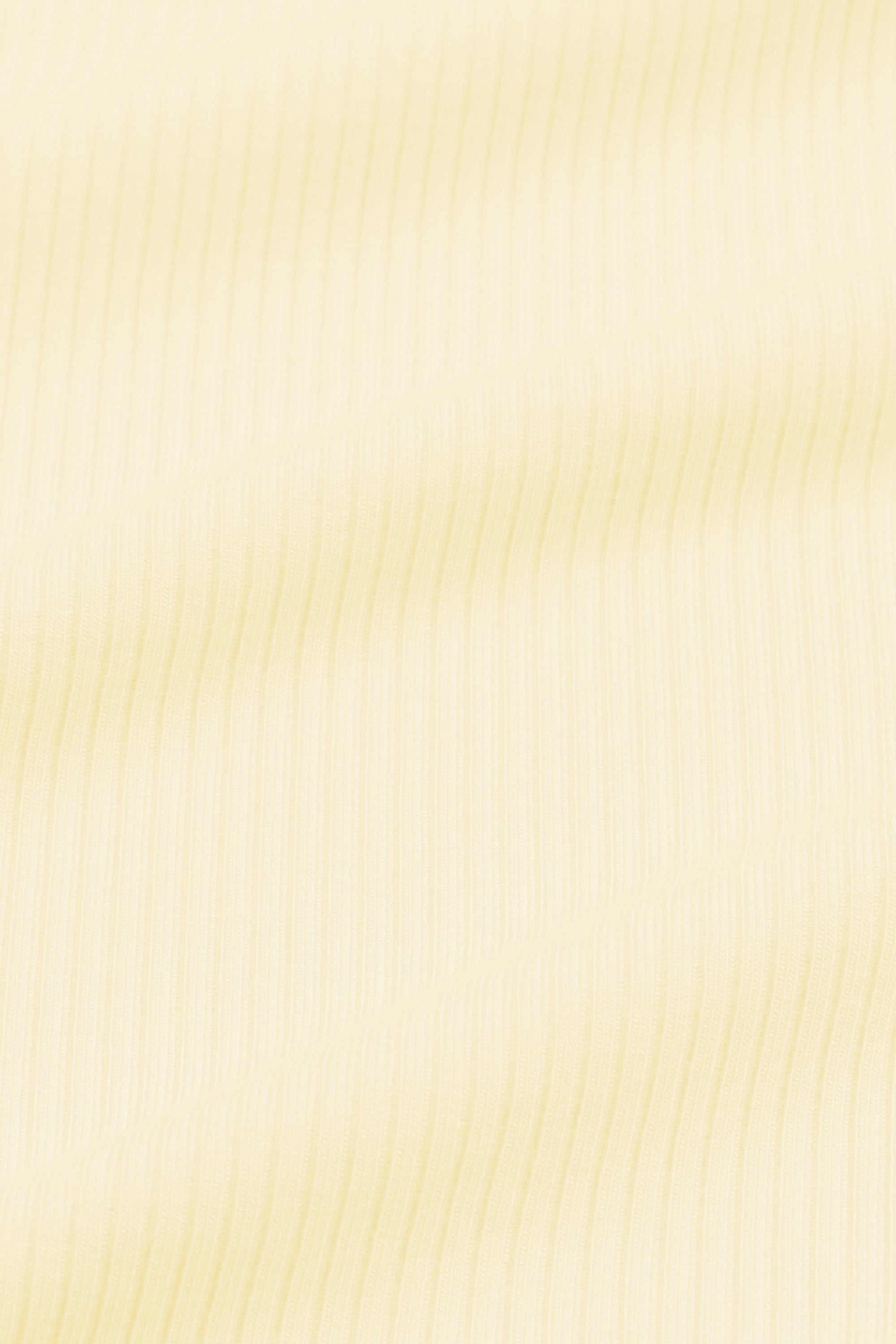 Close up of the ribbed fabric: A muted pastel yellow